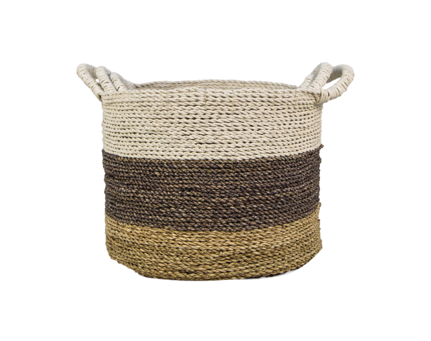 HSM Collection-Mandenset Malibu S/3-ø36x30 / ø34x27 / ø32x25-Naturel/Assorti-Raffia/Zeegras