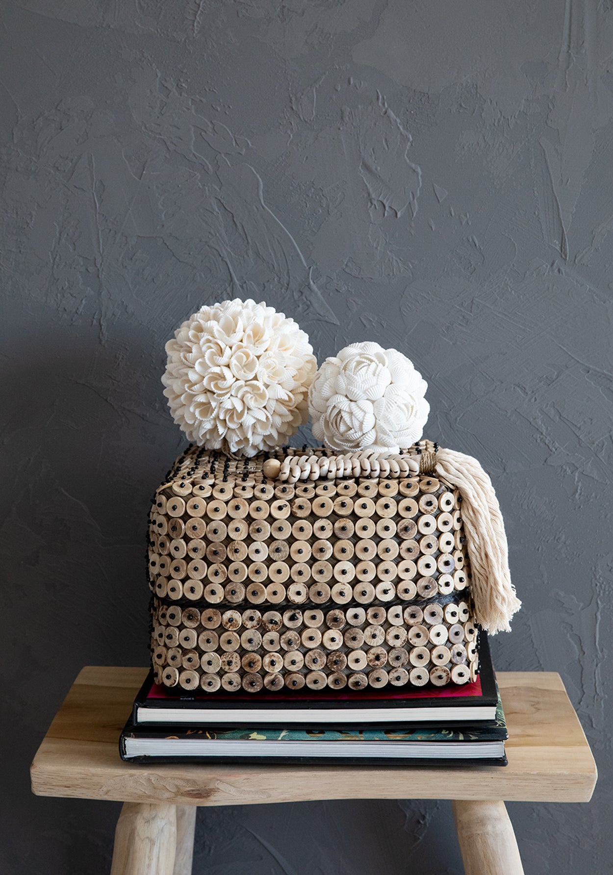 Bazar Bizar De Coconut Shell Vierkante Mand - Naturel - Set van 2