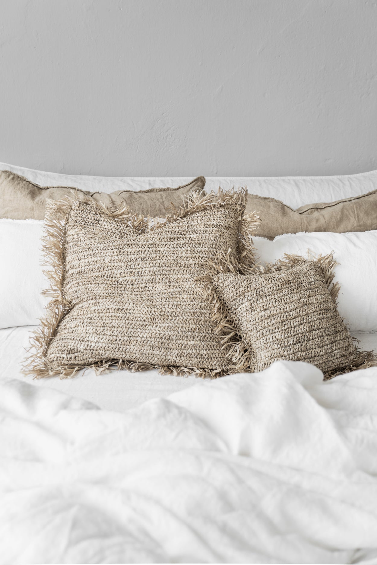 Bazar Bizar De Raffia Kussenhoes - Vierkant - Naturel - 60x60