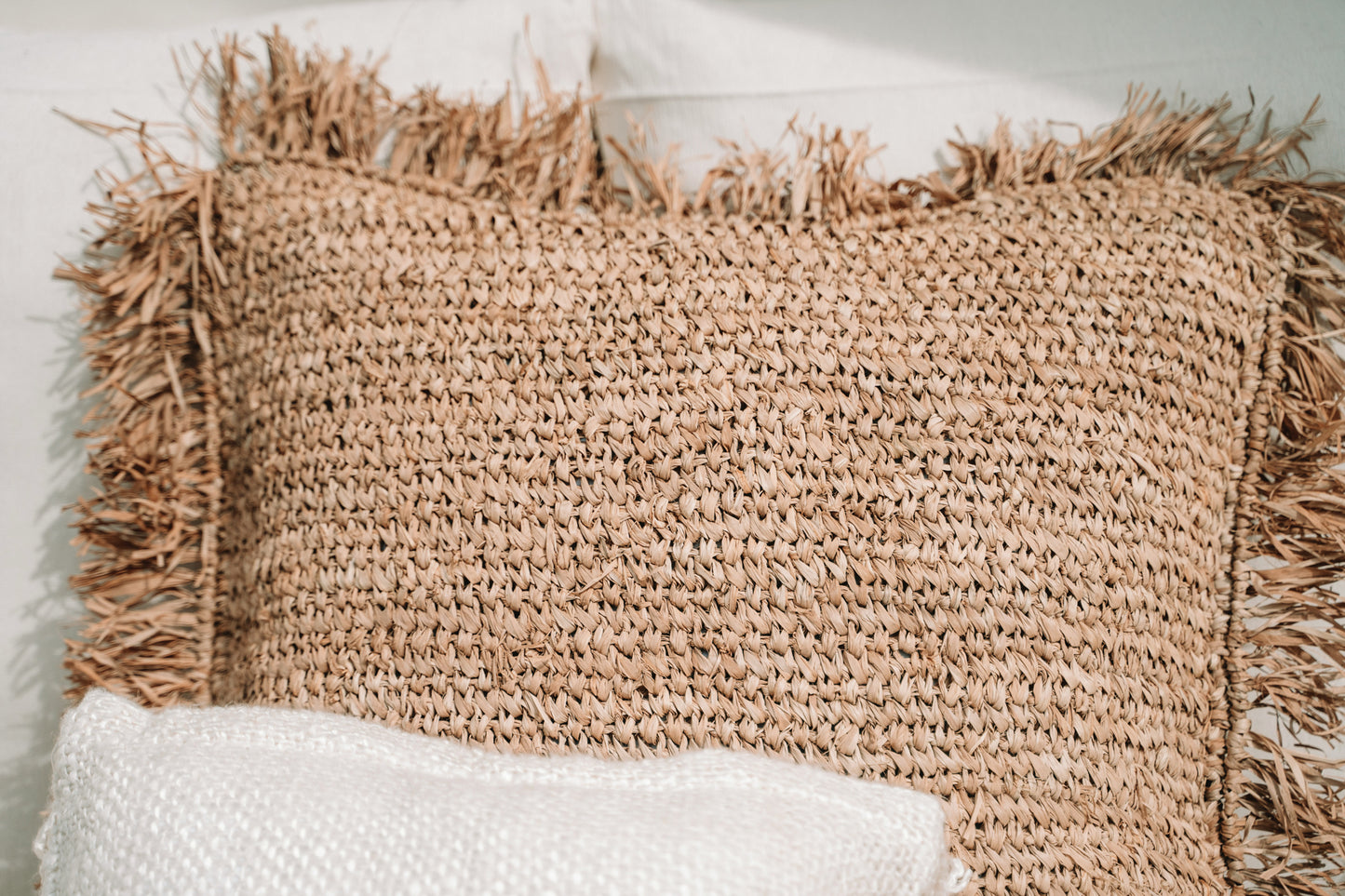 Bazar Bizar De Raffia Kussenhoes - Vierkant - Naturel - 60x60