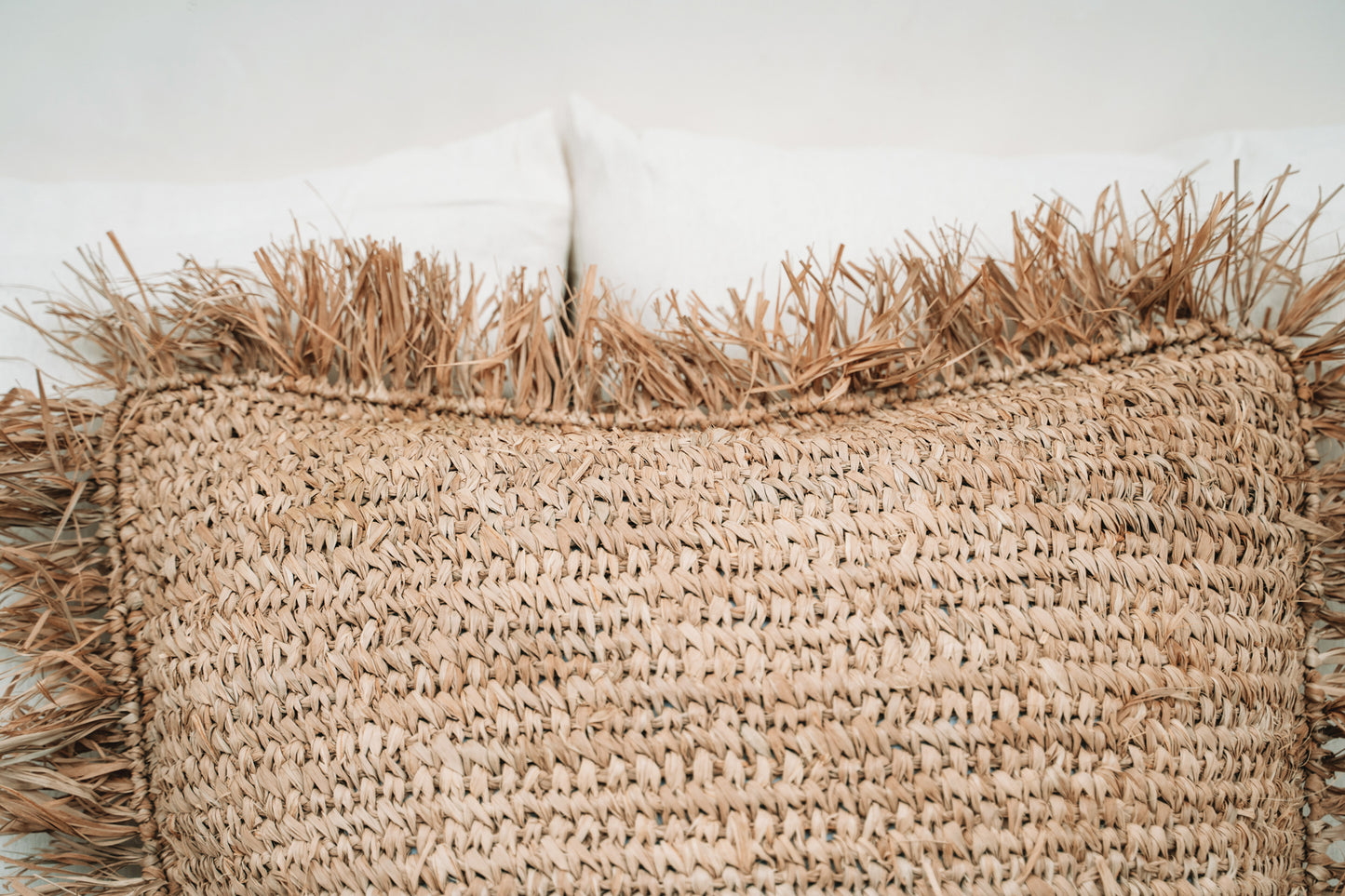 Bazar Bizar De Raffia Kussenhoes - Vierkant - Naturel - 60x60