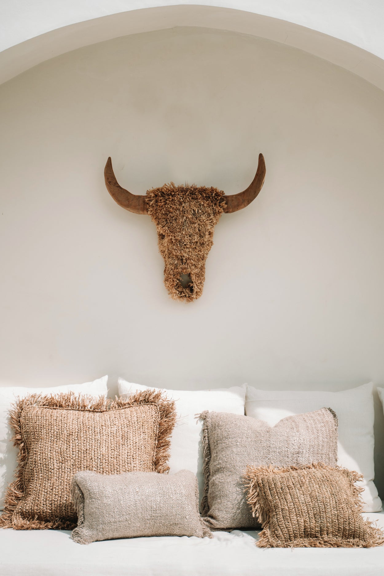 Bazar Bizar Raffia Kussenhoes - Vierkant - Naturel - 40x40