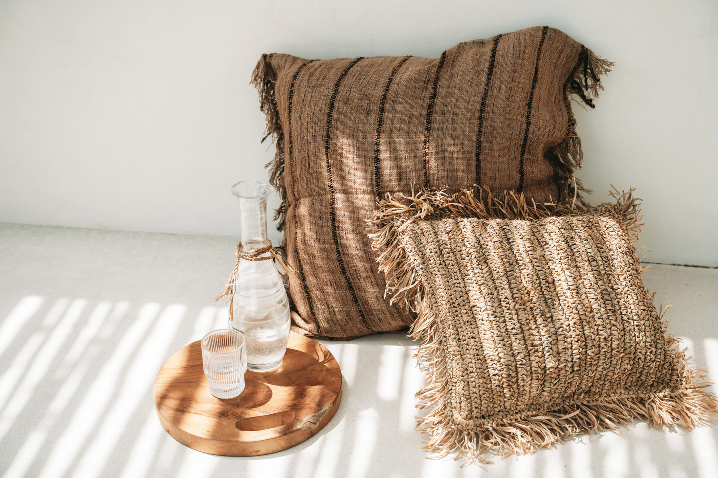 Bazar Bizar Raffia Kussenhoes - Vierkant - Naturel - 40x40
