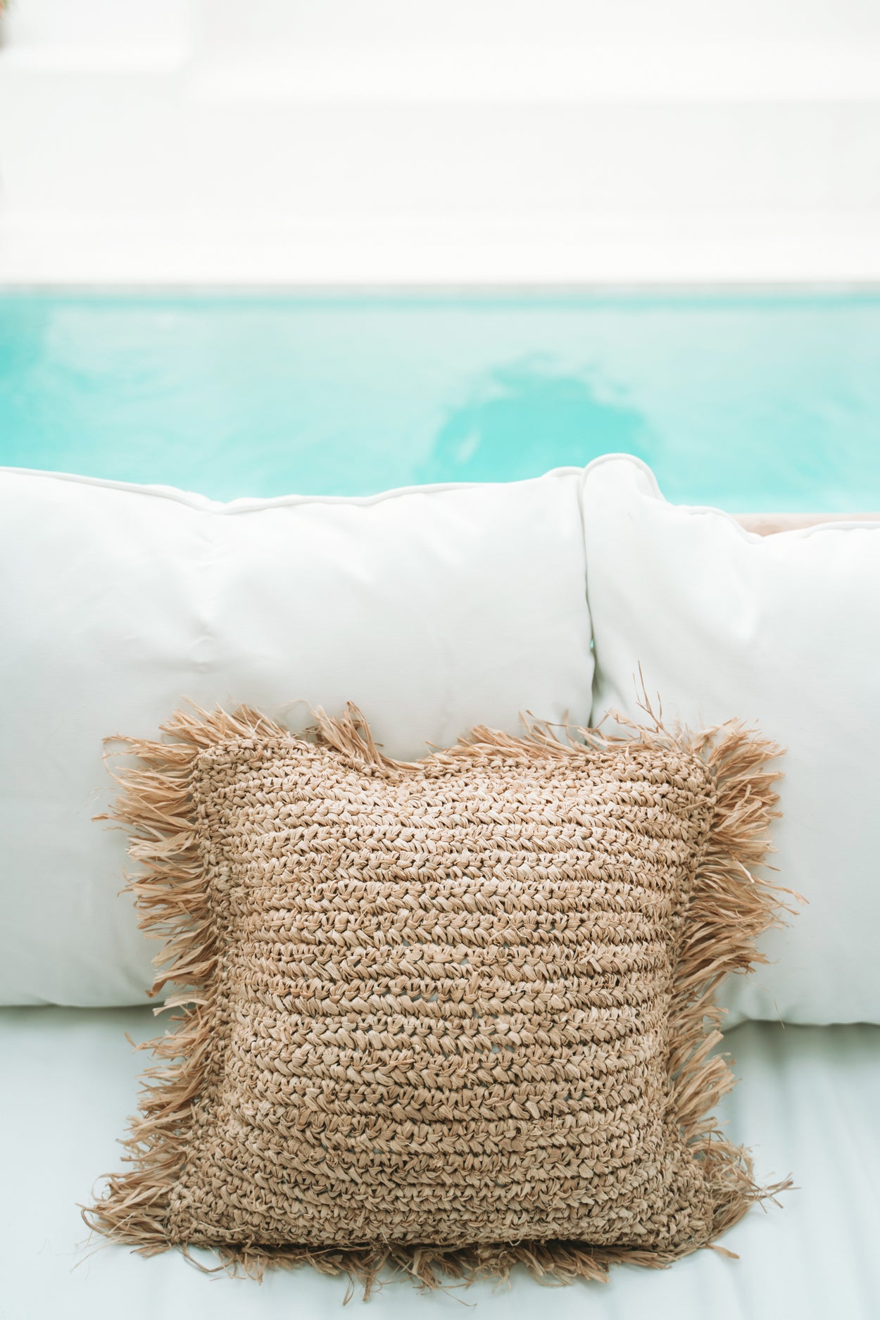 Bazar Bizar Raffia Kussenhoes - Vierkant - Naturel - 40x40