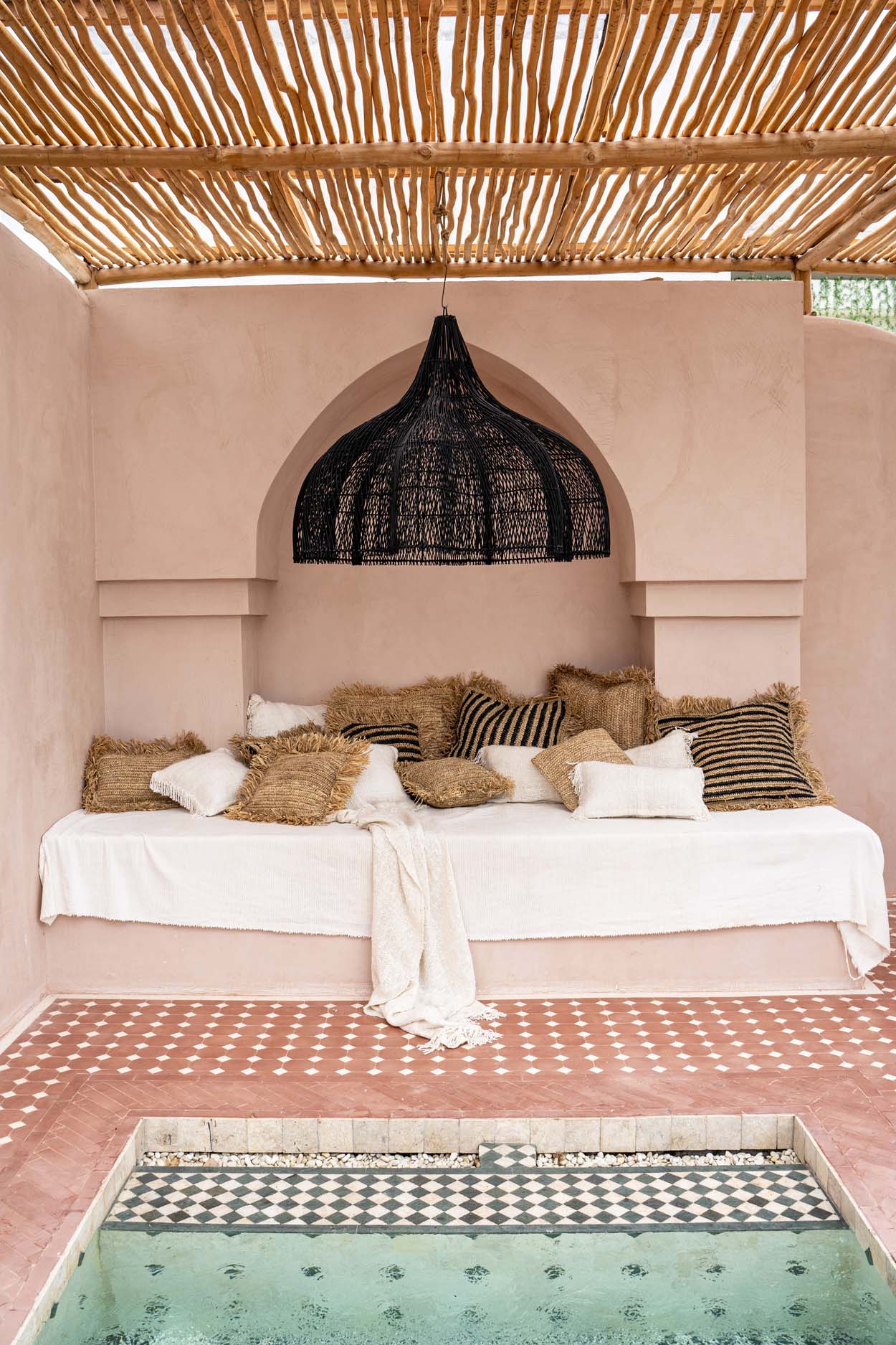 Bazar Bizar Raffia Kussenhoes - Vierkant - Naturel - 40x40