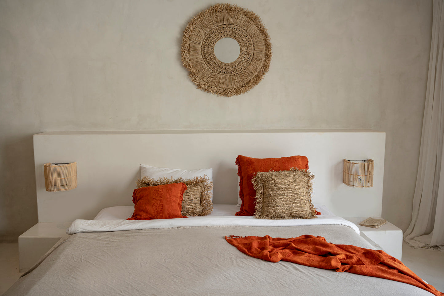 Bazar Bizar Raffia Kussenhoes - Vierkant - Naturel - 40x40