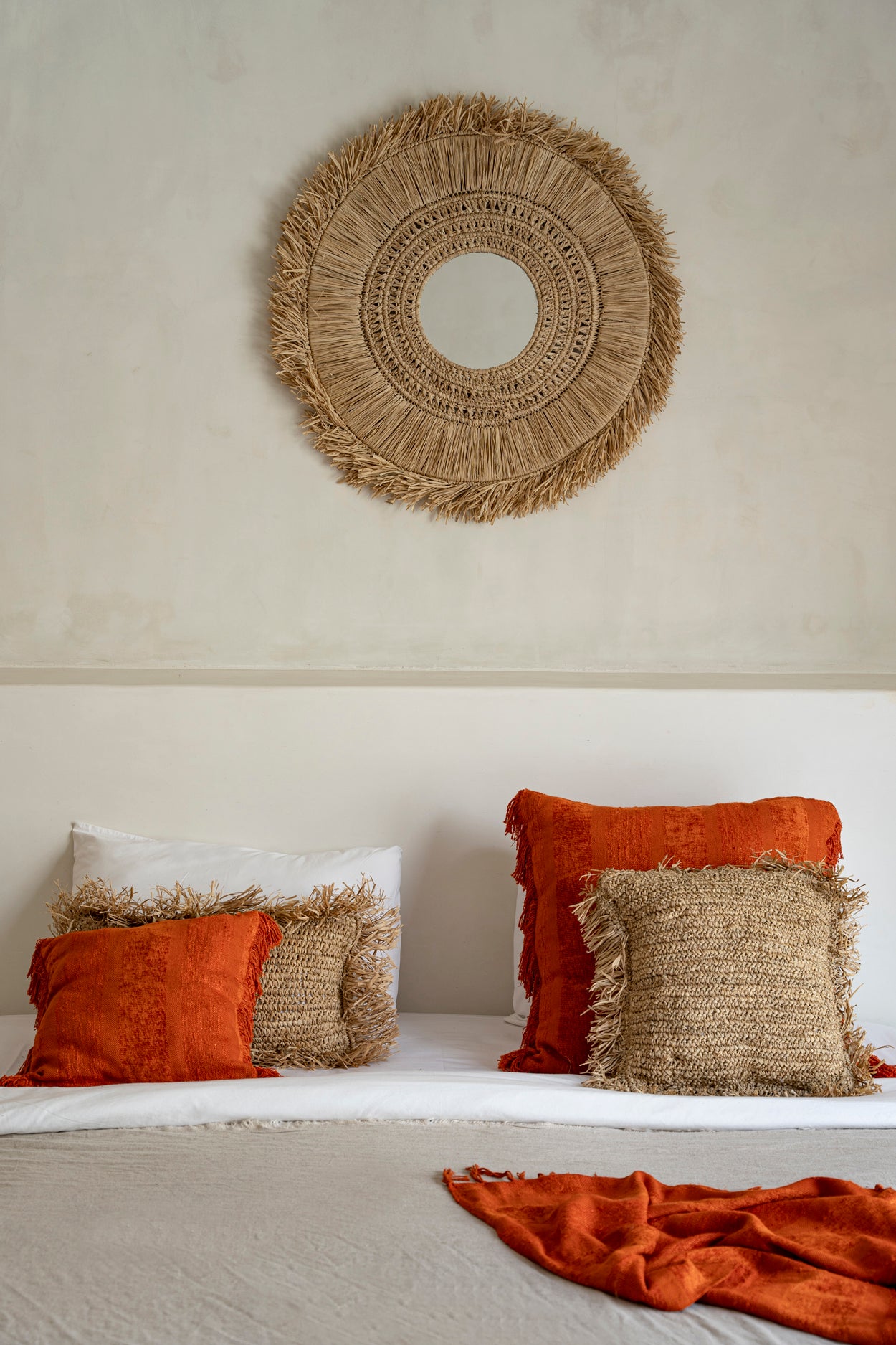 Bazar Bizar Raffia Kussenhoes - Vierkant - Naturel - 40x40