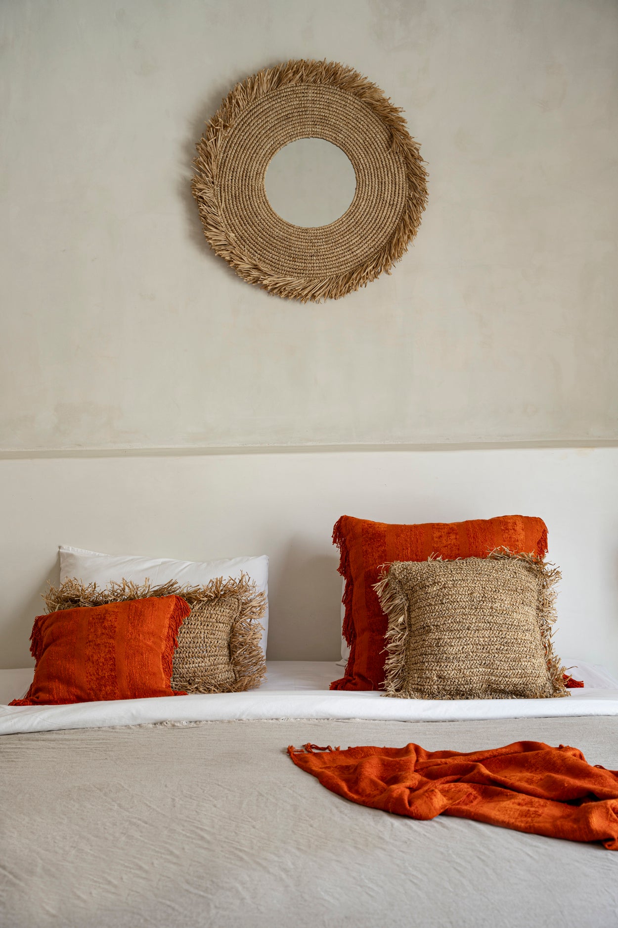 Bazar Bizar Raffia Kussenhoes - Vierkant - Naturel - 40x40