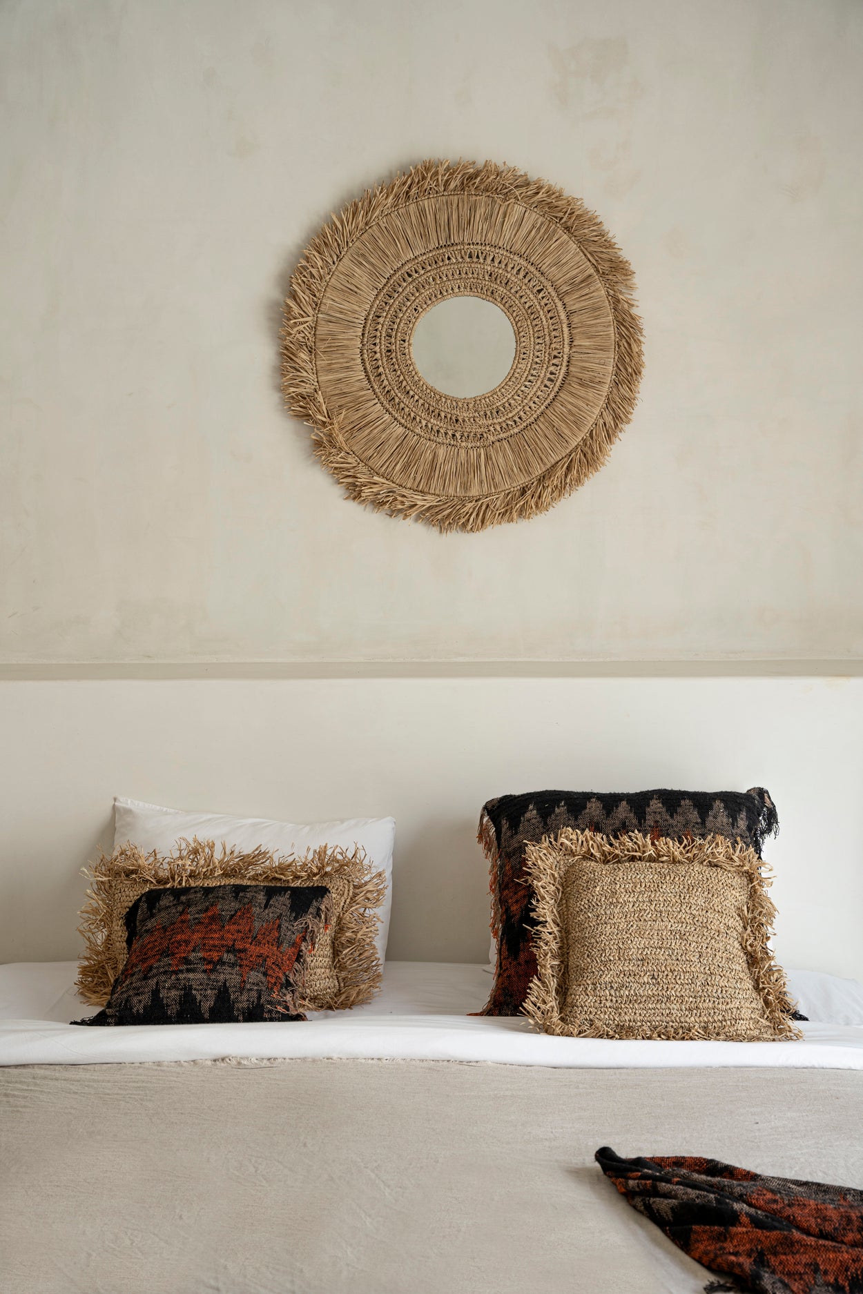 Bazar Bizar Raffia Kussenhoes - Vierkant - Naturel - 40x40