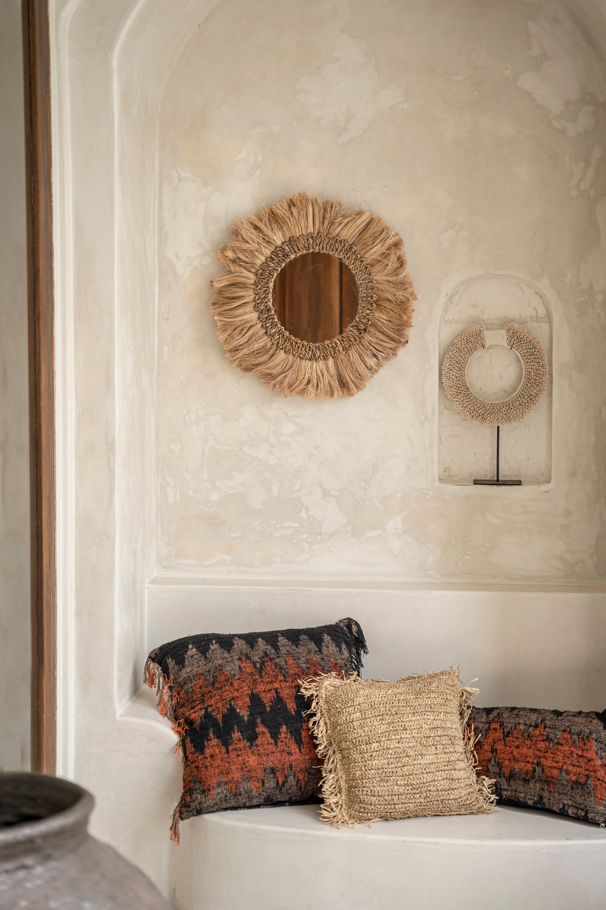 Bazar Bizar Raffia Kussenhoes - Vierkant - Naturel - 40x40