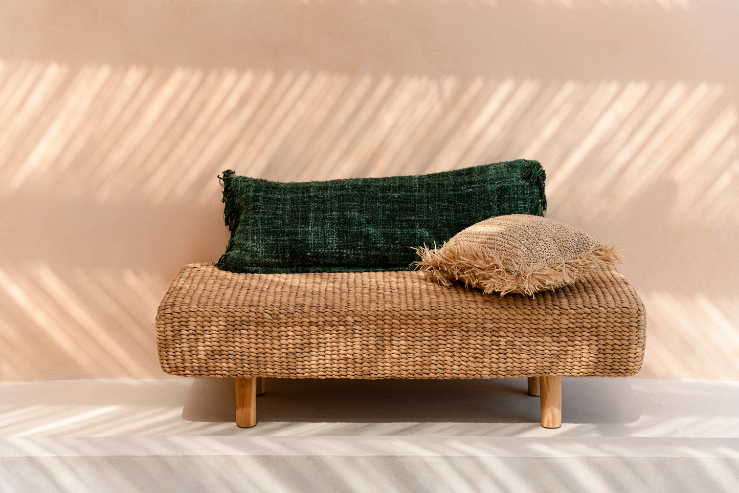 Bazar Bizar Raffia Kussenhoes - Vierkant - Naturel - 40x40