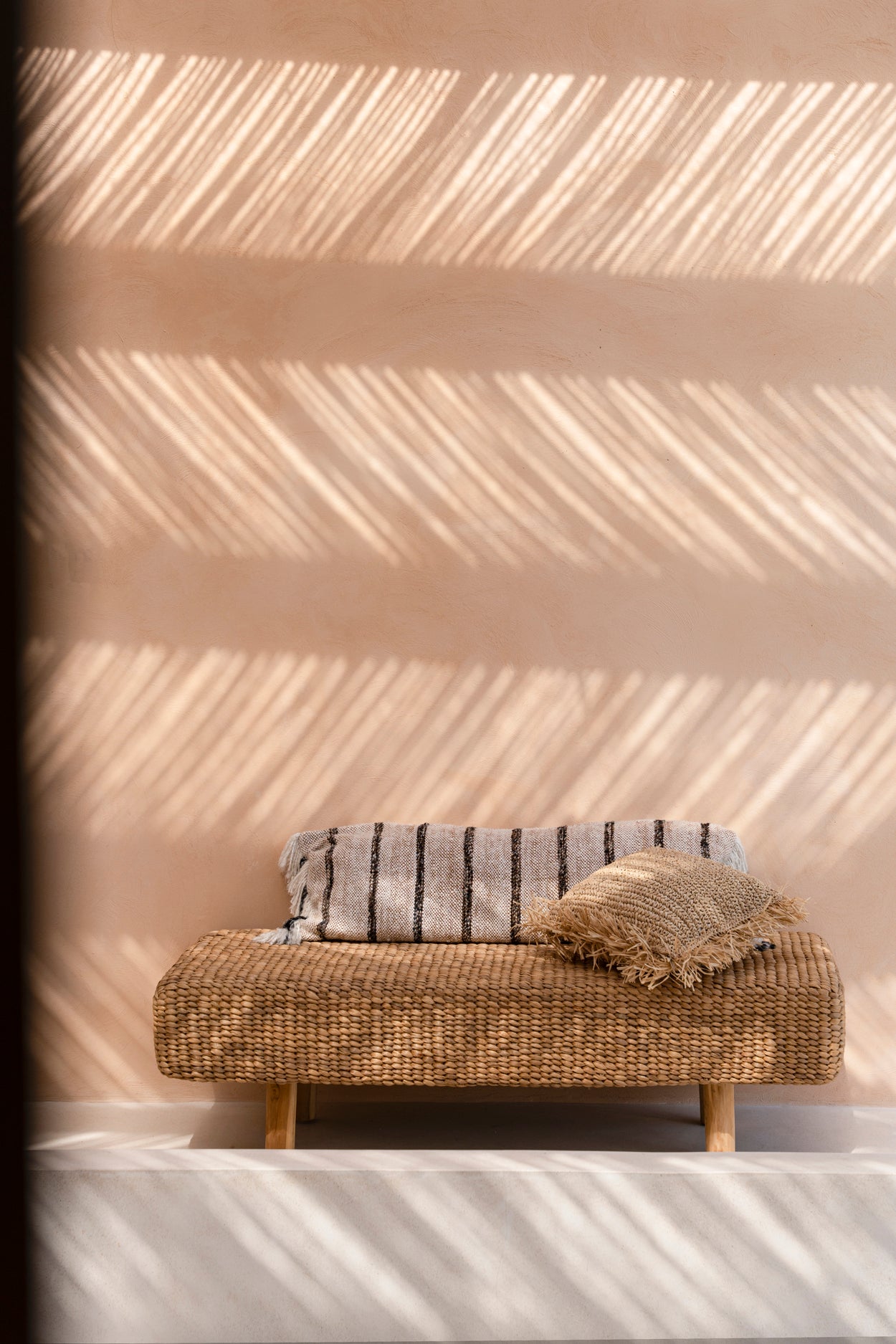 Bazar Bizar Raffia Kussenhoes - Vierkant - Naturel - 40x40