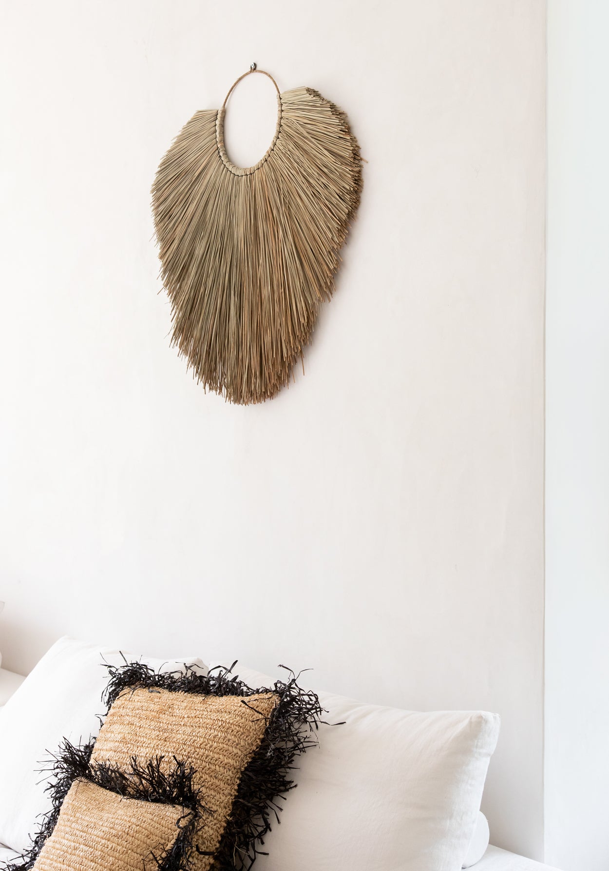 Bazar Bizar Raffia Kussenhoes - Naturel Zwart - 40x40