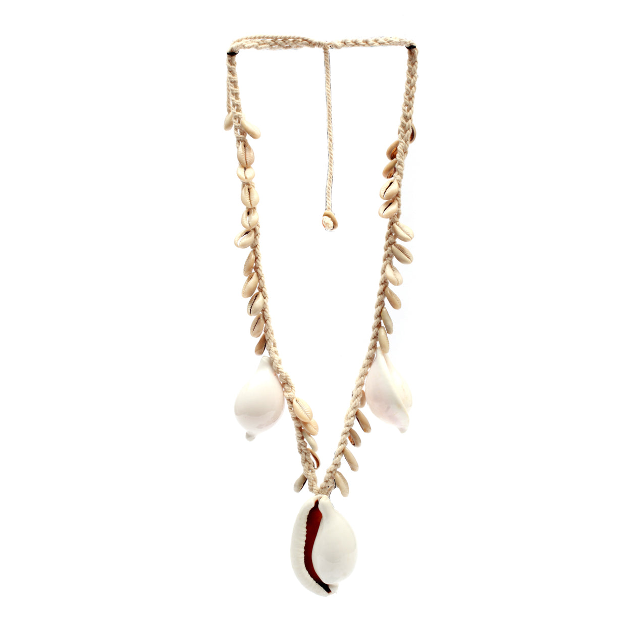 Bazar Bizar - De Big White Cowrie Shell Halsketting - Wit