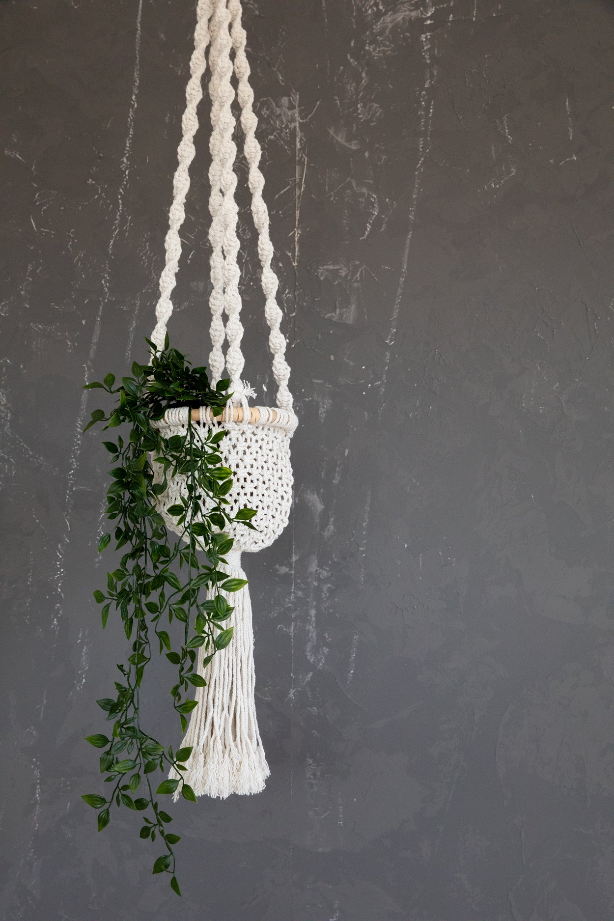 Bazar Bizar De Twisted Macrame Planthanger - Naturel Wit - M