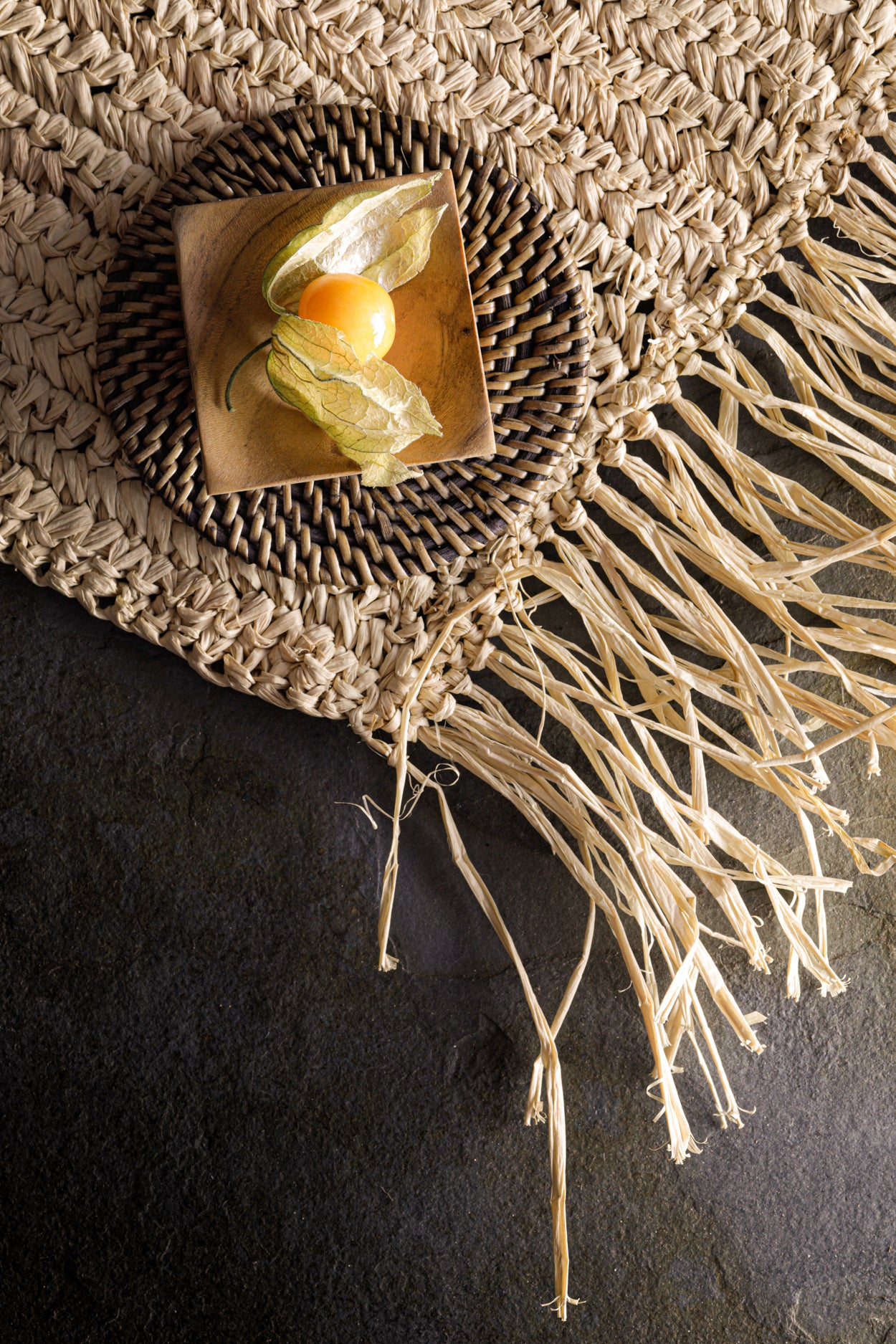 Bazar Bizar De Fringe Raffia Placemat Rechthoekig - Naturel