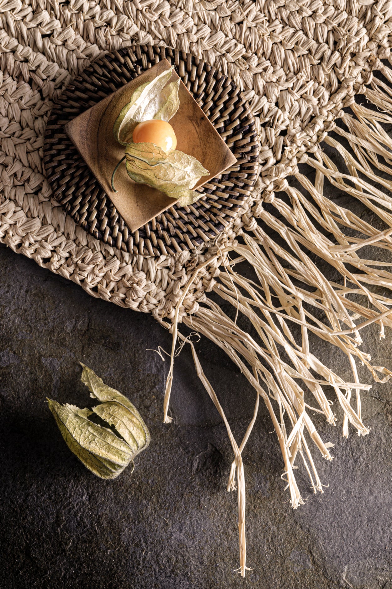 Bazar Bizar De Fringe Raffia Placemat Rechthoekig - Naturel