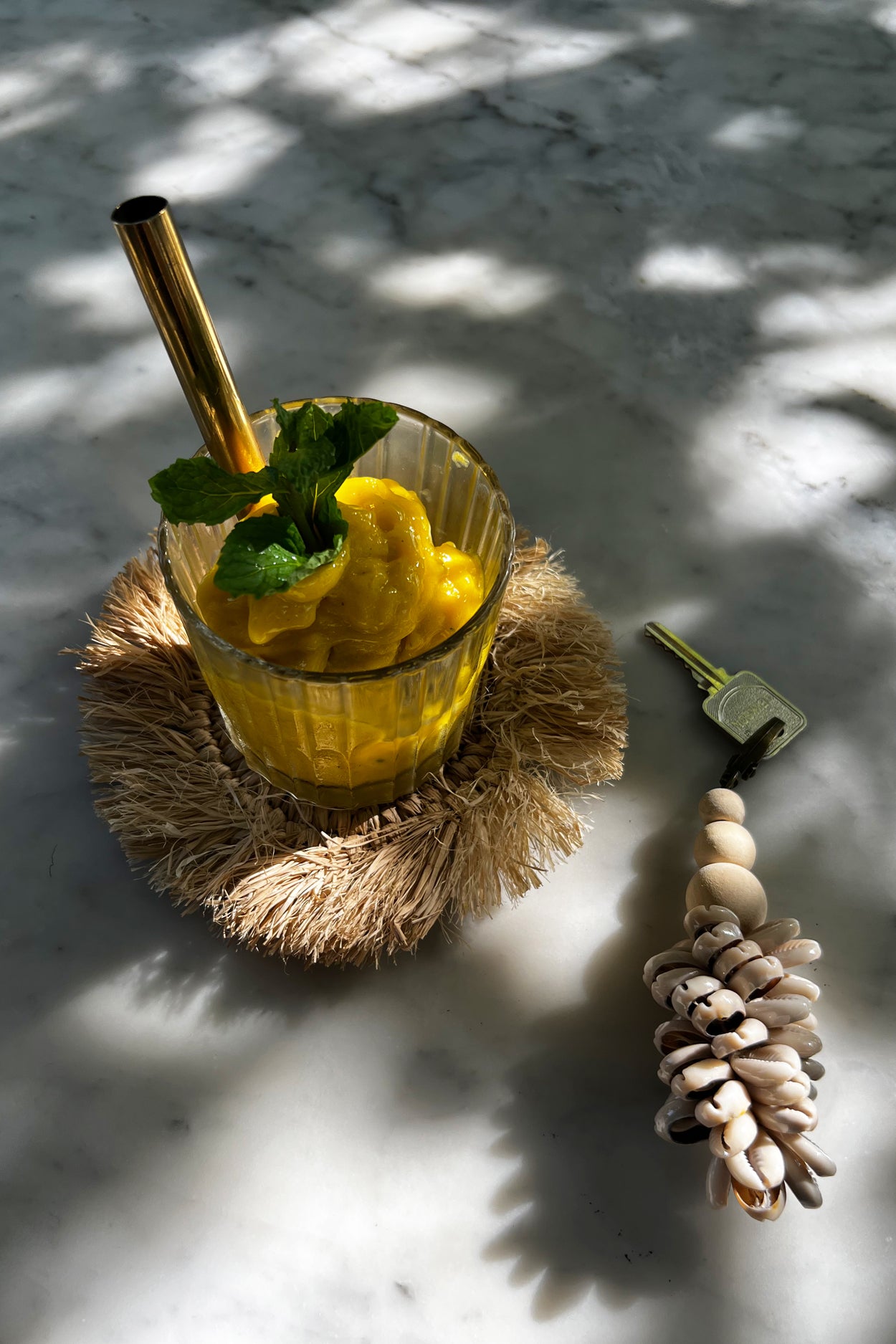 Bazar Bizar De Fringe Raffia Onderzetter - Naturel