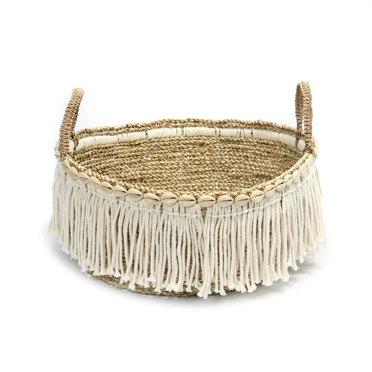 Bazar Bizar - De Boho Fringe Mand - Naturel Wit