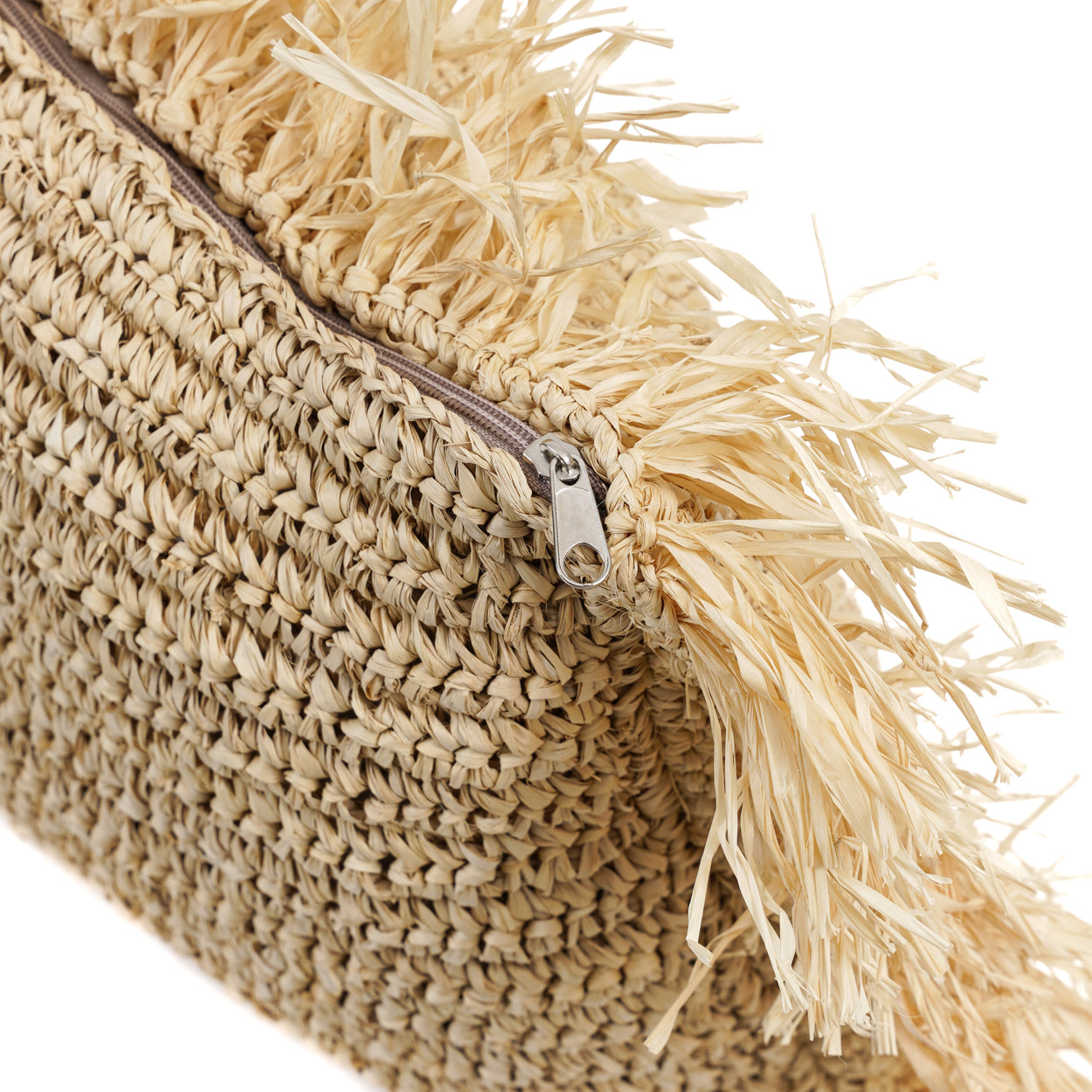Bazar Bizar Raffia Kussenhoes - Vierkant - Naturel - 35x100