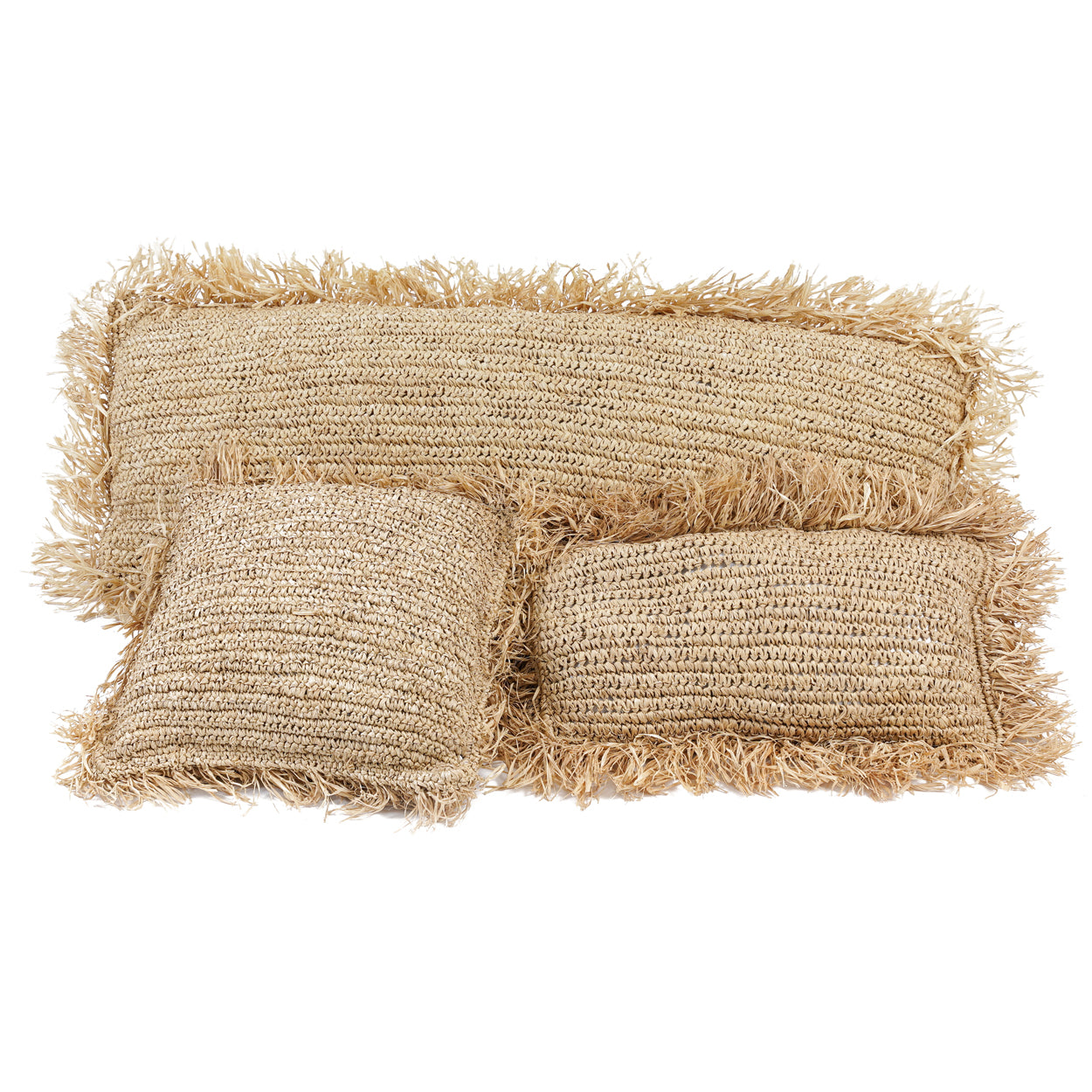 Bazar Bizar Raffia Kussenhoes - Vierkant - Naturel - 35x100