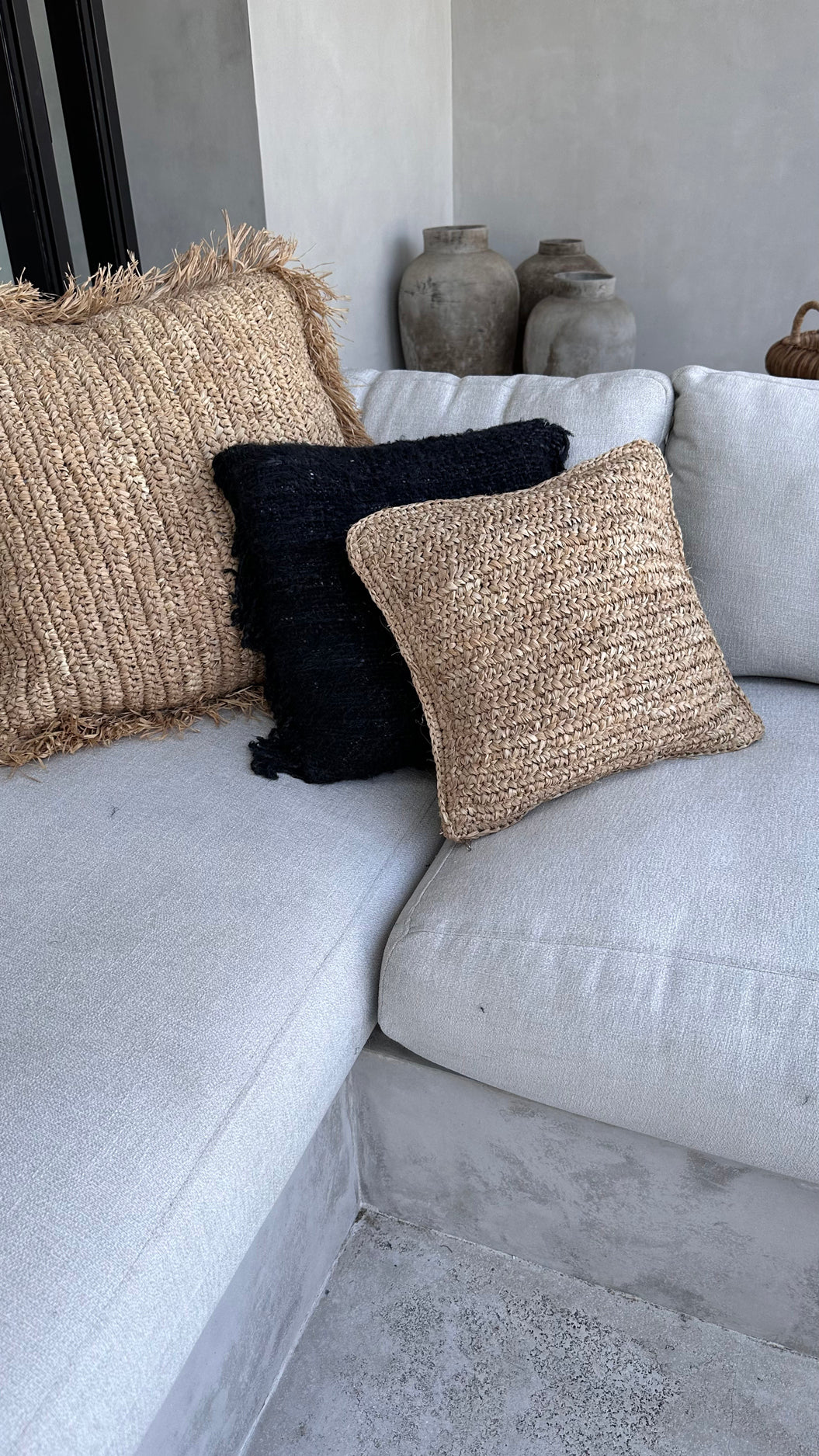 Bazar Bizar De Raffia Flores Kussenhoes - Naturel - 40x40