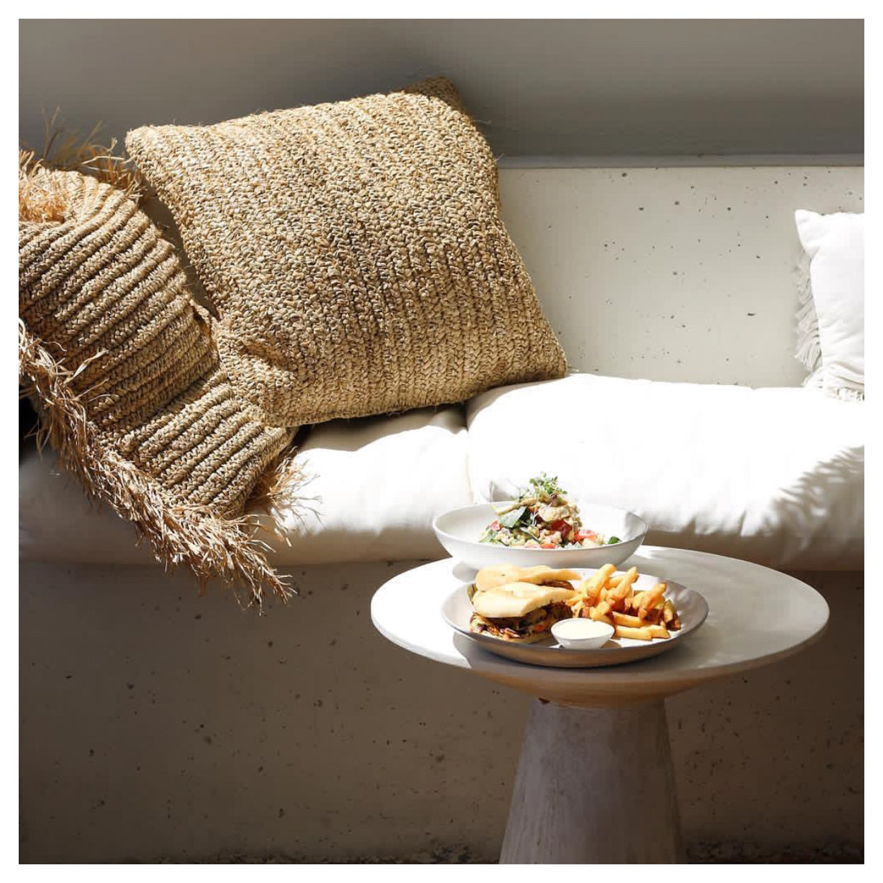 Bazar Bizar De Raffia Flores Kussenhoes - Naturel - 40x40