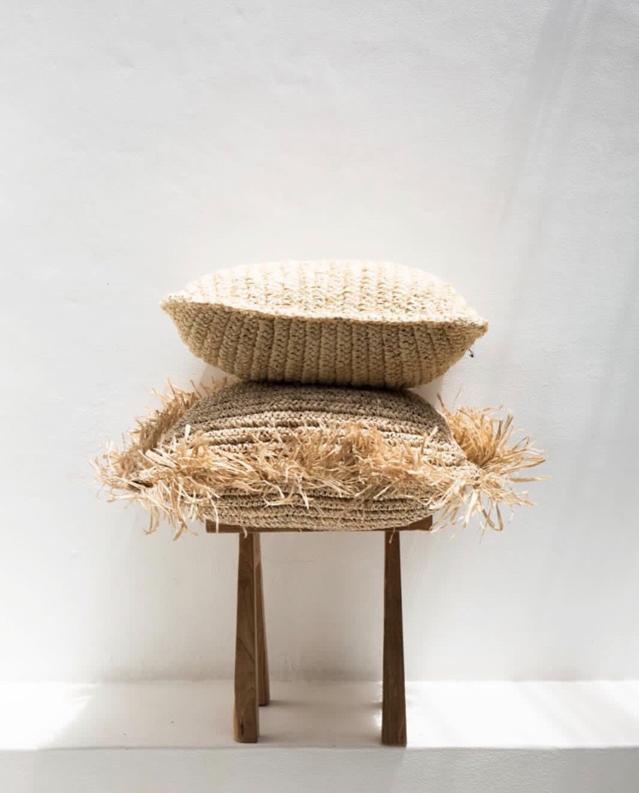 Bazar Bizar De Raffia Flores Kussenhoes - Naturel - 40x40