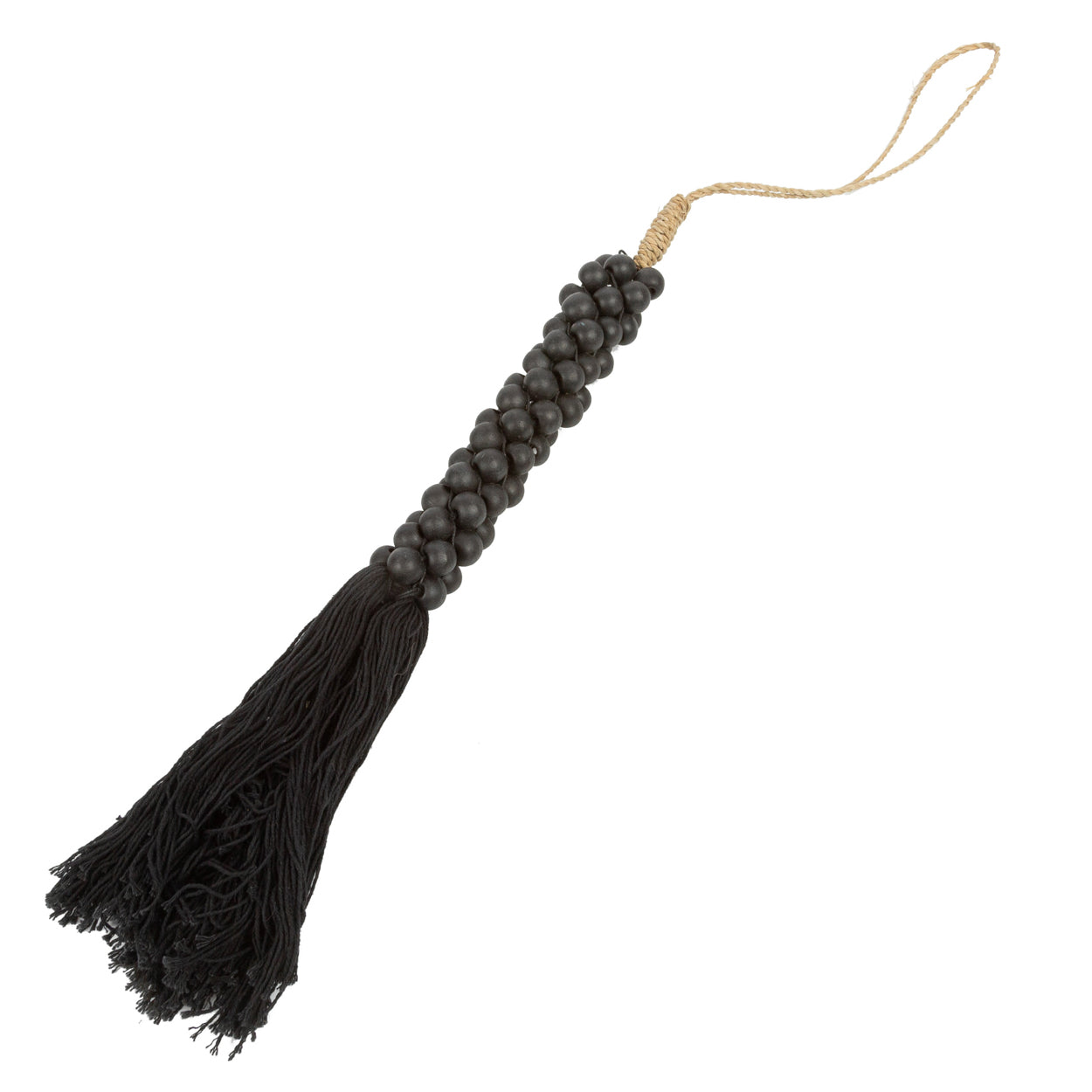 Bazar Bizar De Wooden Beads met Katoen Hangdecoratie - Zwart