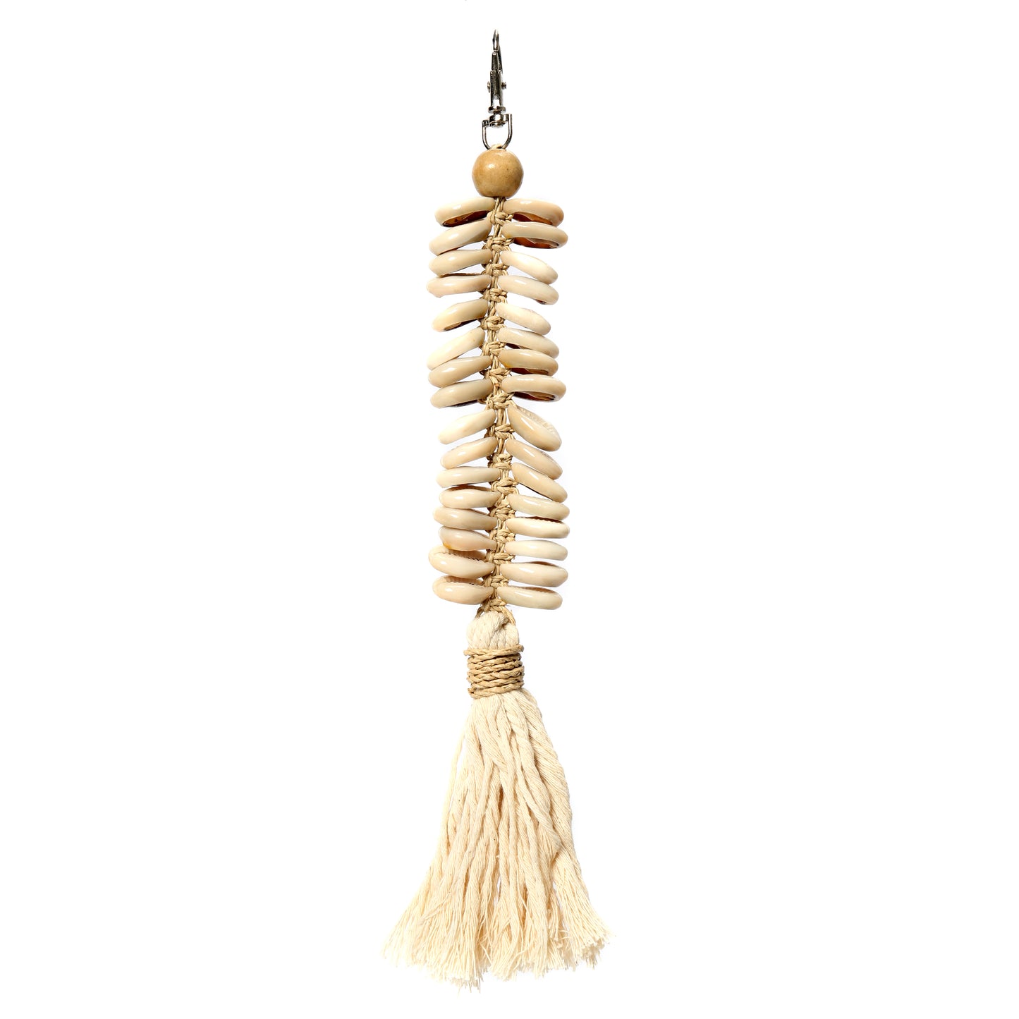 Bazar Bizar De Macrame Visgraat Sleutelhanger - Creme