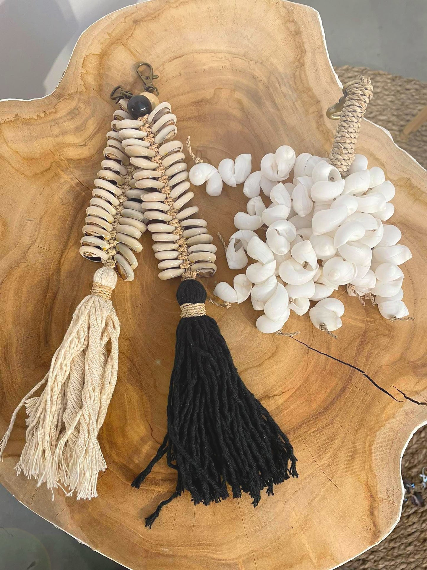Bazar Bizar De Macrame Visgraat Sleutelhanger - Creme