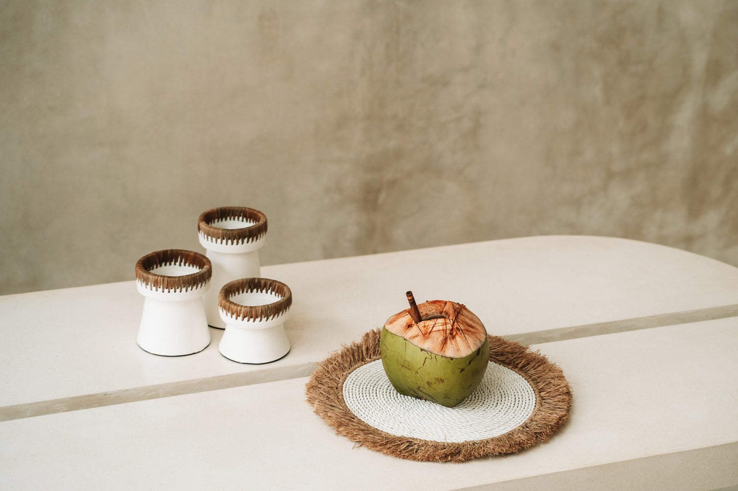 Bazar Bizar De Water Hyacinth Raffia Placemat - Wit Naturel