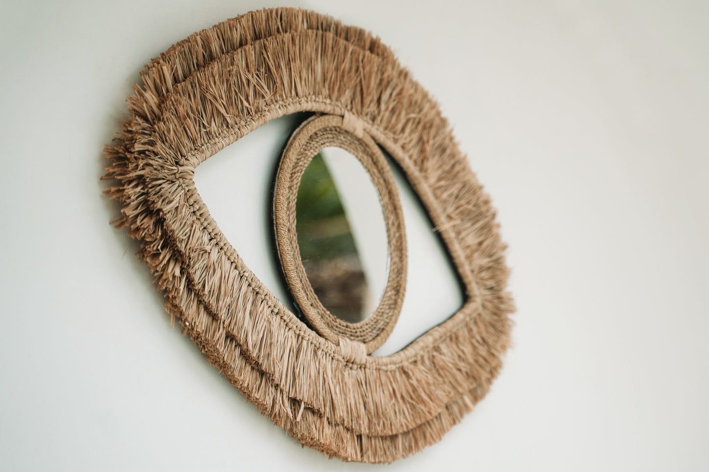 Bazar Bizar De Raffia Eye Spiegel - Naturel - M