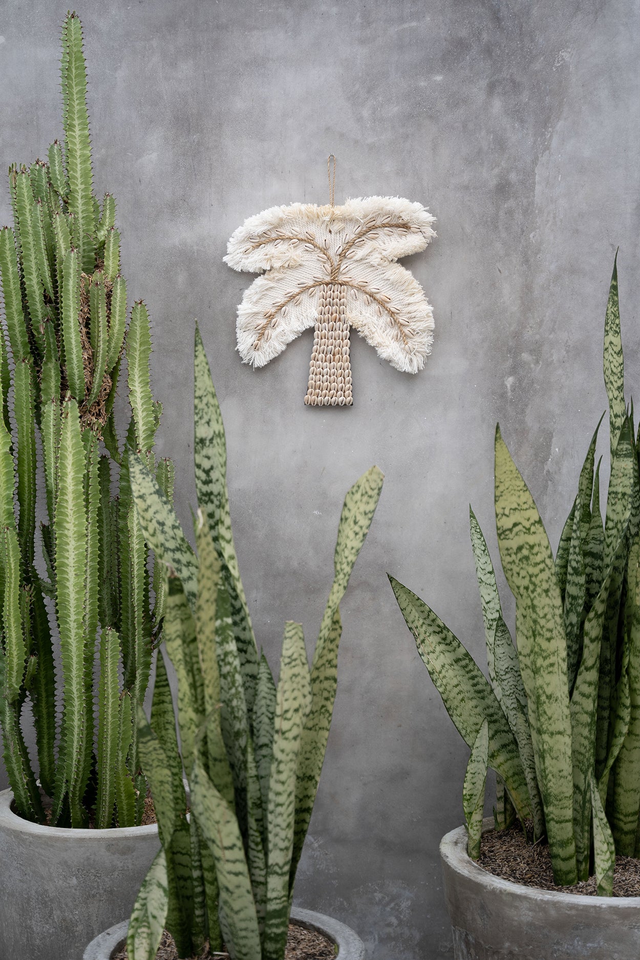 Bazar Bizar De Katoen & Schelpen Palmboom - Wit Naturel