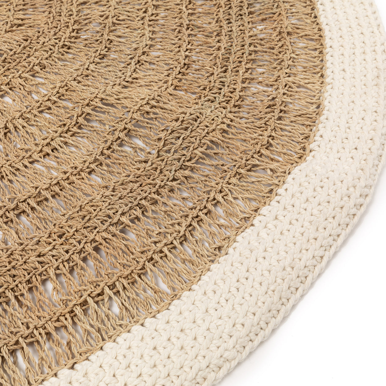 Bazar Bizar Het Seagrass & Katoen Rond Tapijt - Naturel Wit - 100