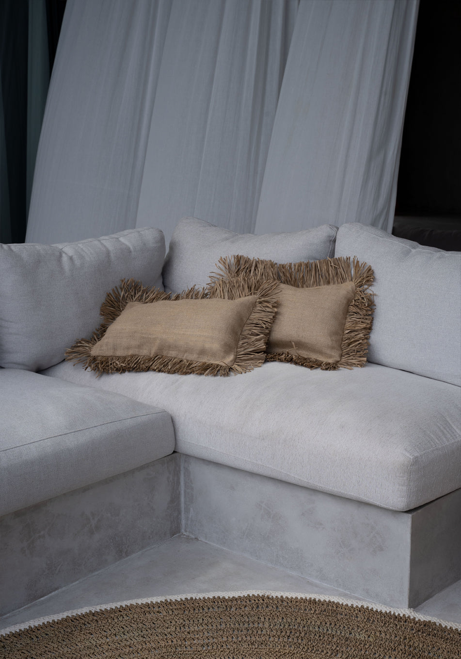 Bazar Bizar Het Seagrass & Katoen Rond Tapijt - Naturel Wit - 200