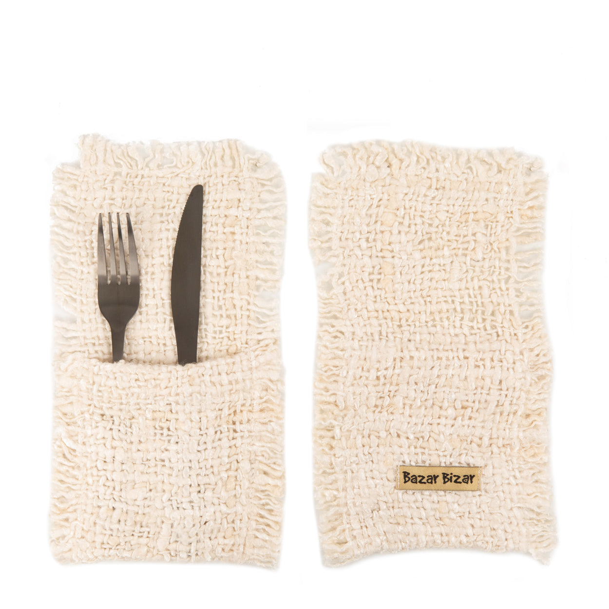 Bazar Bizar Het Oh My Gee Bestekzakje - Creme - Set van 4