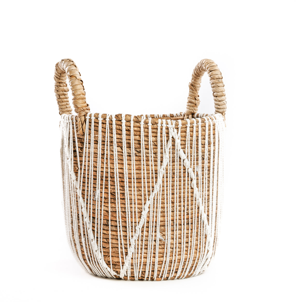 Bazar Bizar De Straight Stitched Macrame Mand - Naturel Wit - S
