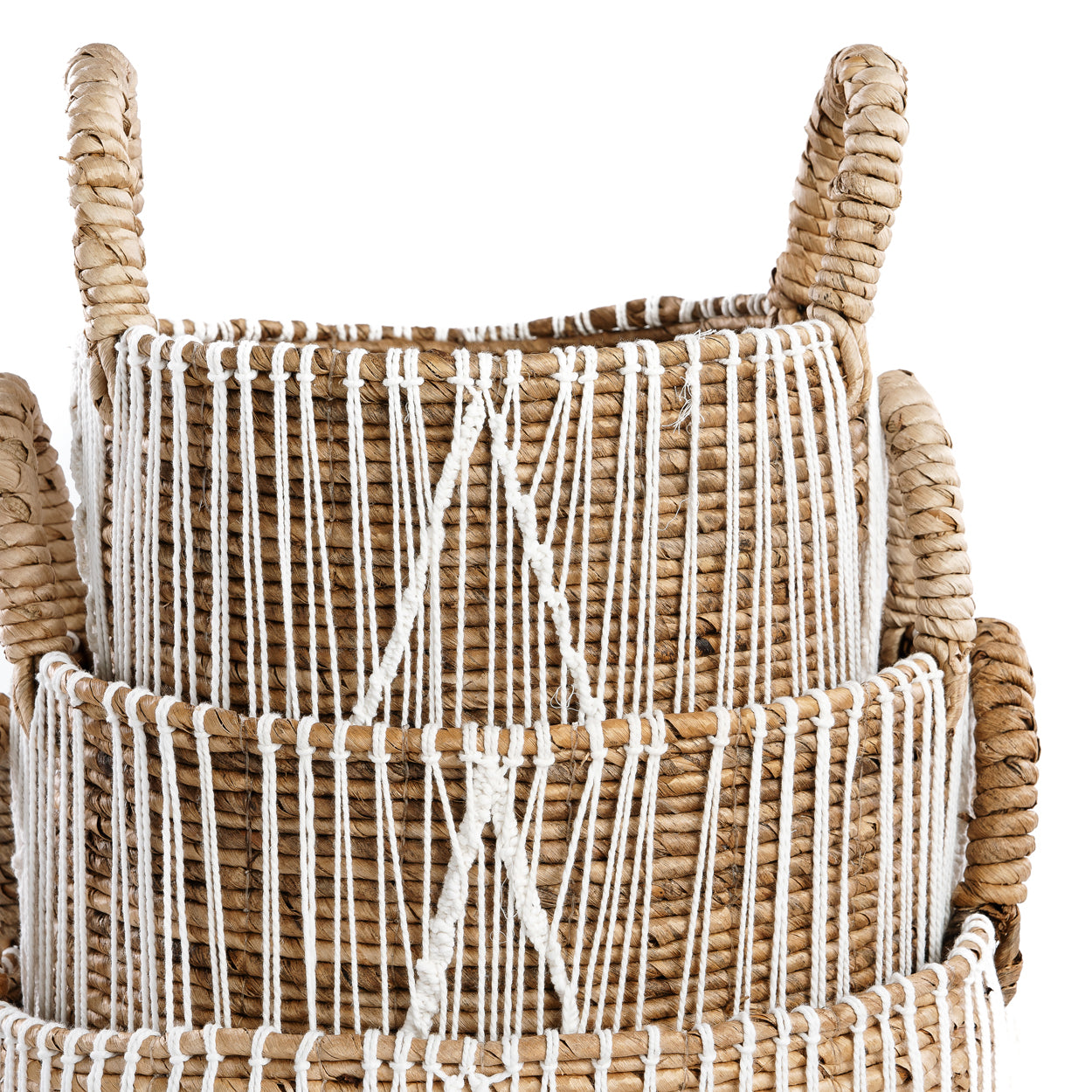 Bazar Bizar De Straight Stitched Macrame Mand - Naturel Wit - S
