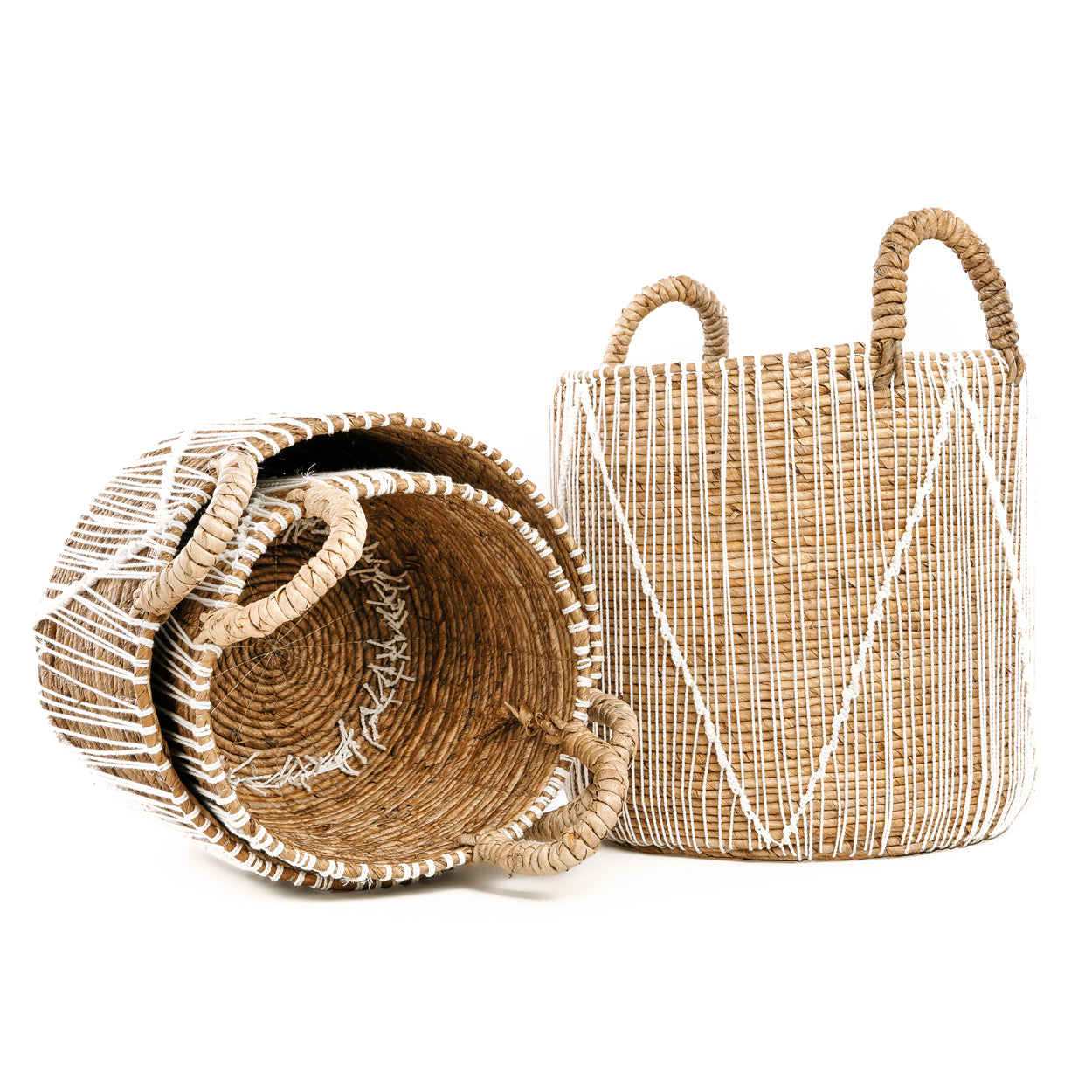 Bazar Bizar De Straight Stitched Macrame Mand - Naturel Wit - S