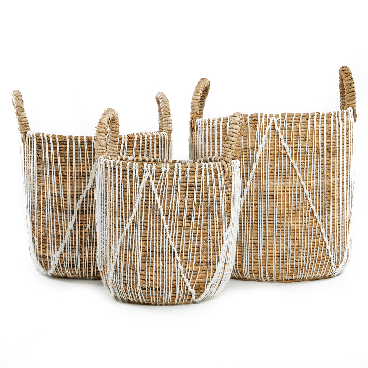 Bazar Bizar De Straight Stitched Macrame Mand - Naturel Wit - S