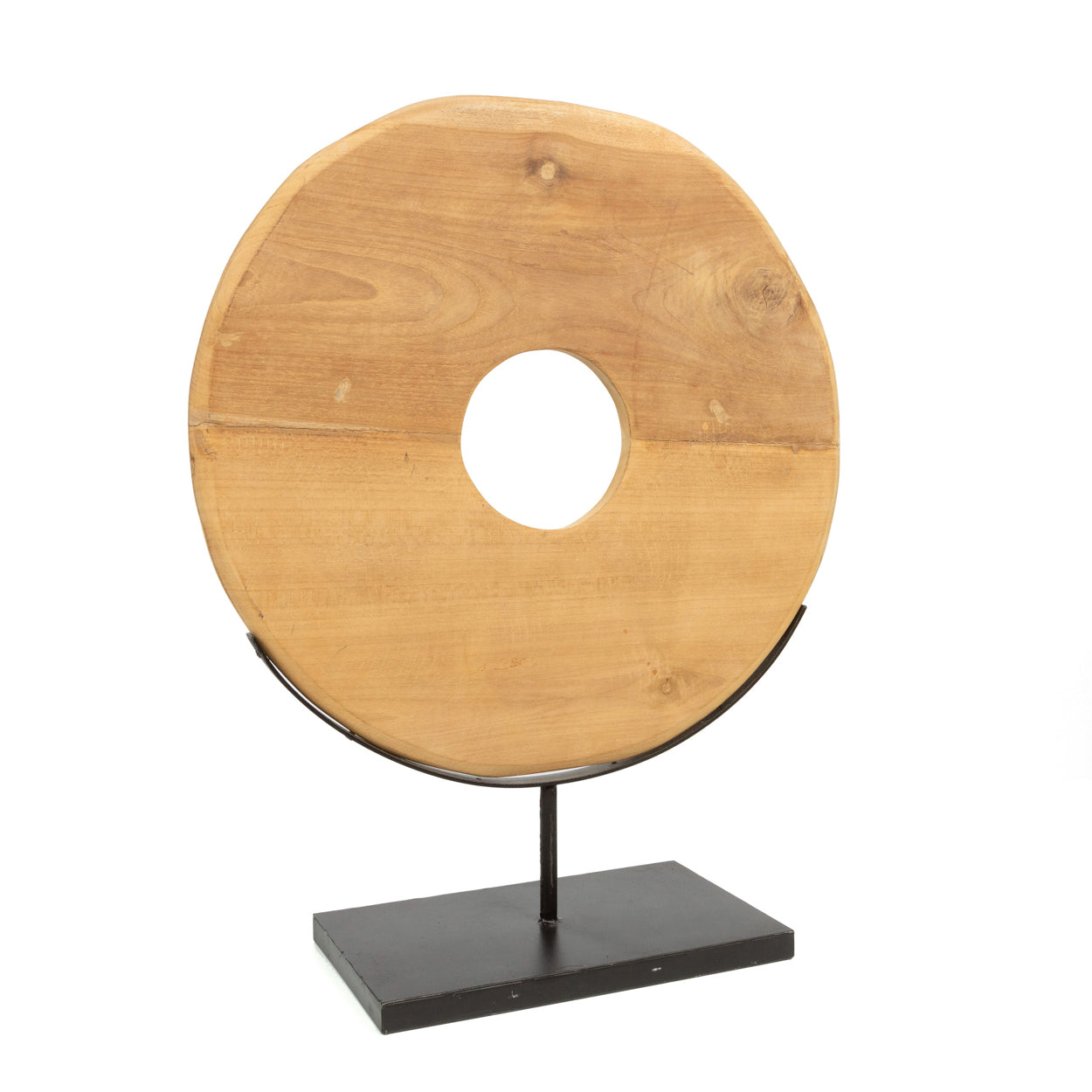 Bazar Bizar De Teak Disc op Stand - L