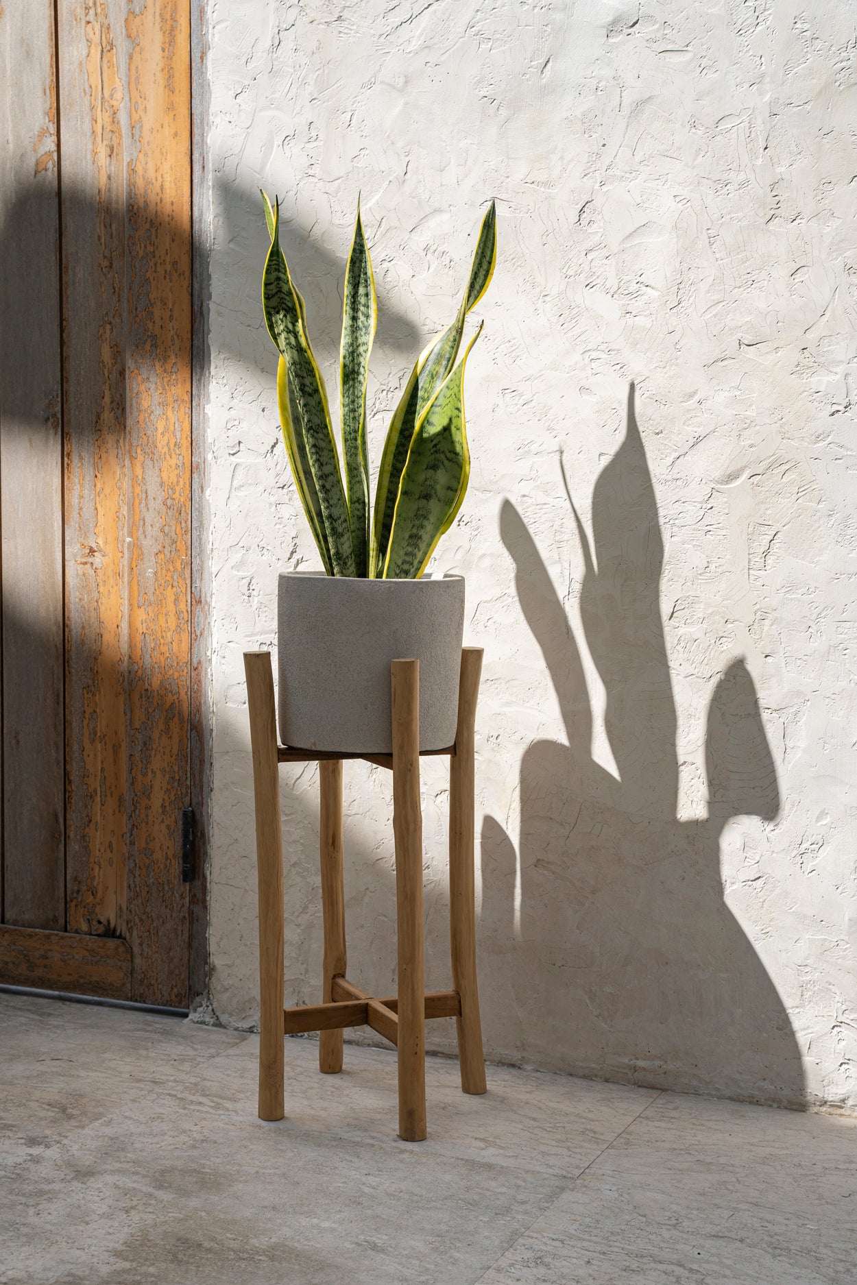 Bazar Bizar De Chalk Hoge Plantenbak - Beton Naturel - L