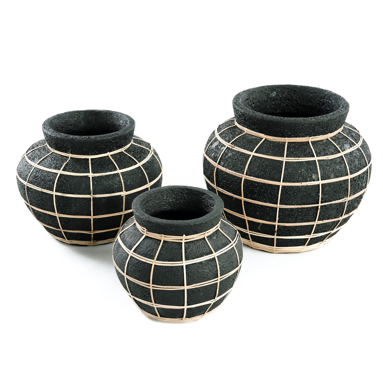 Bazar Bizar - De Belly Vaas - Zwart Naturel - M