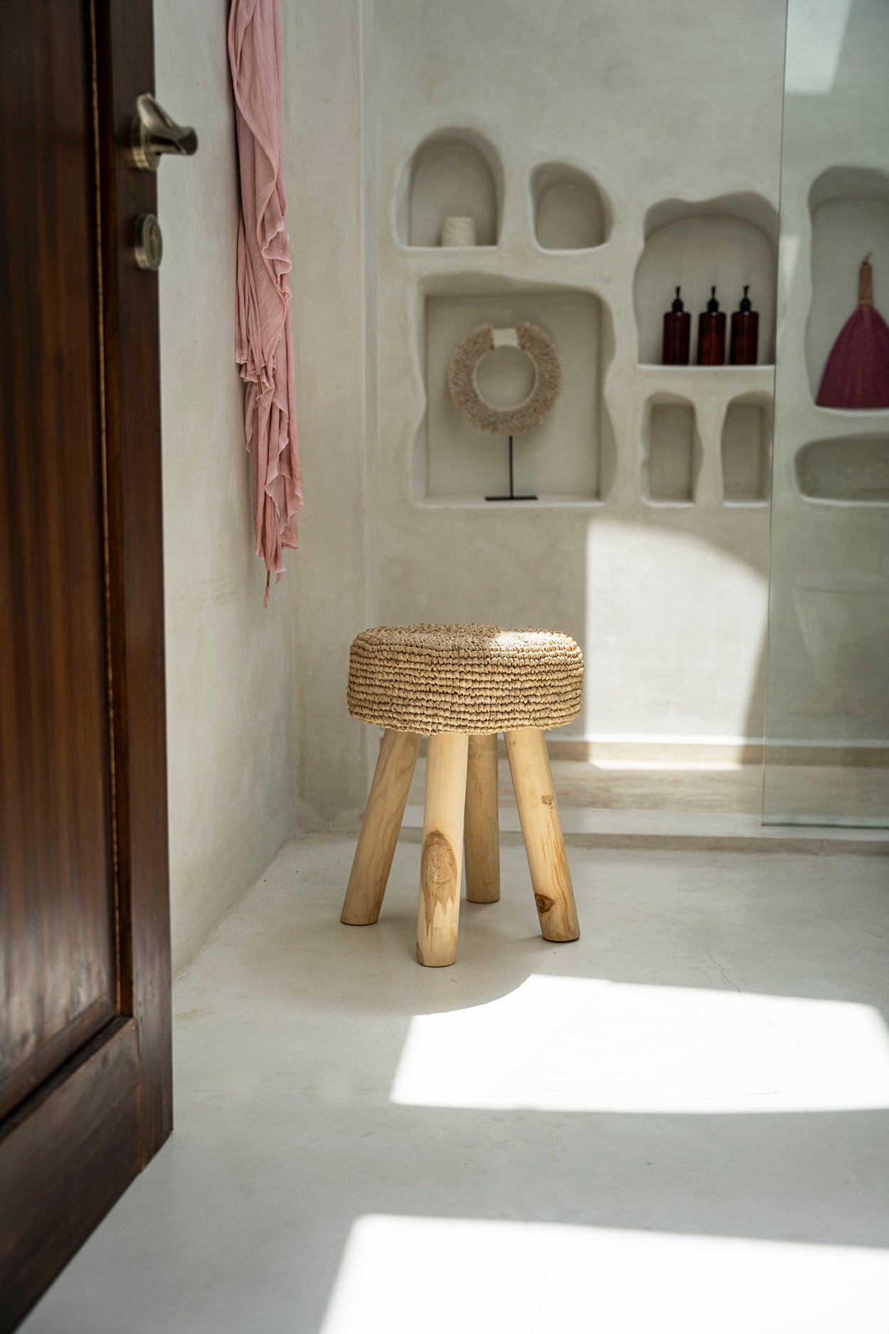 Bazar Bizar Raffia Kruk - Naturel