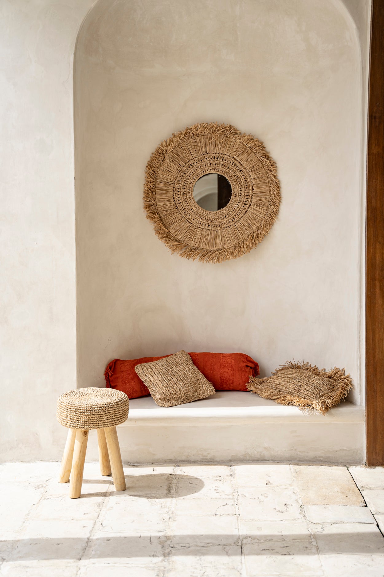 Bazar Bizar Raffia Kruk - Naturel