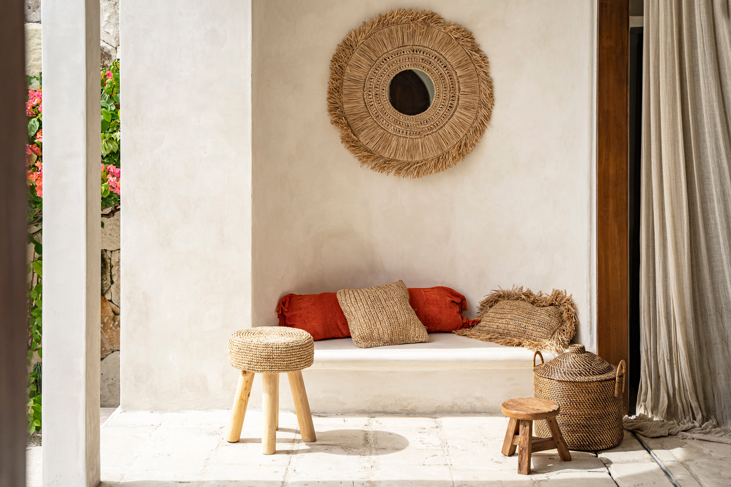 Bazar Bizar Raffia Kruk - Naturel