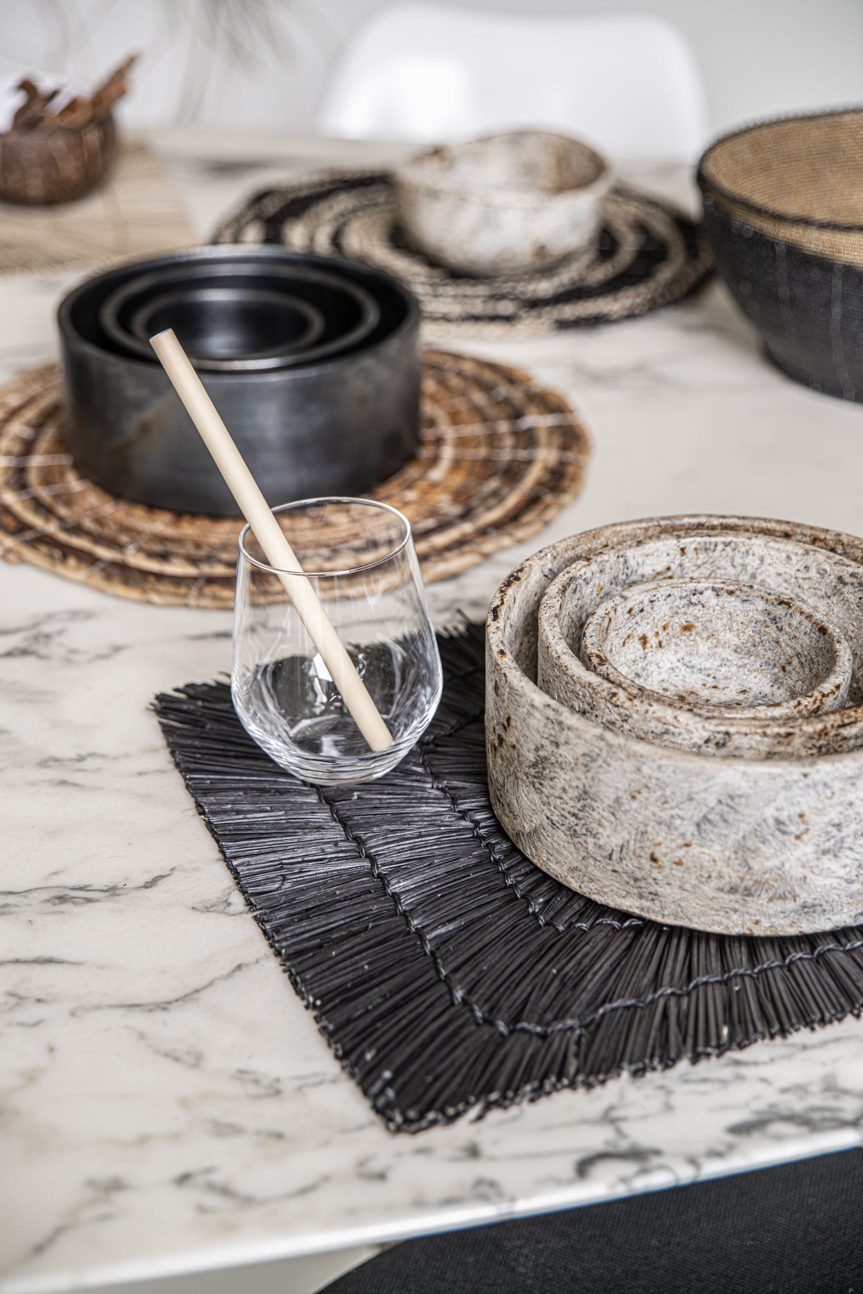 Bazar Bizar - De Alang Alang Placemat - Rechthoekig - Zwart