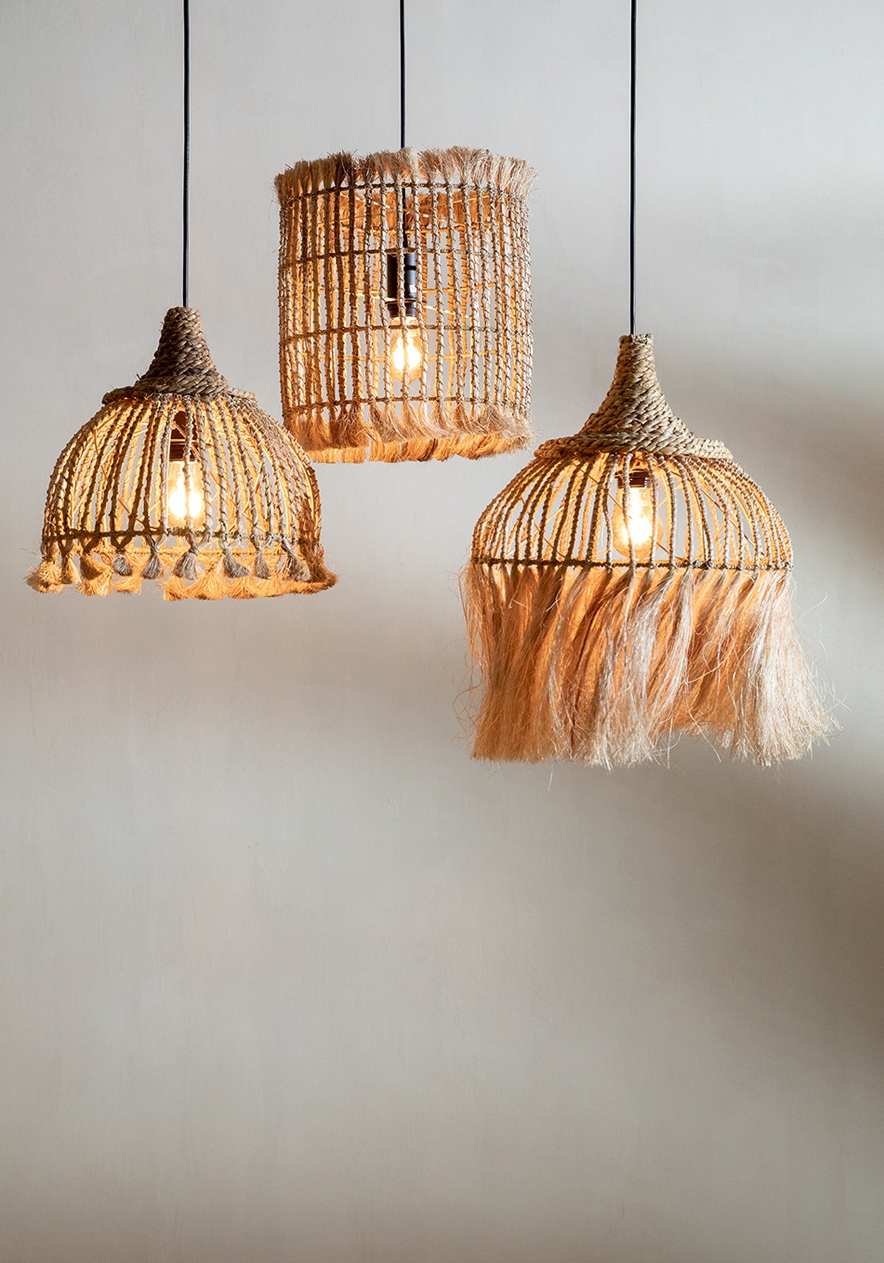 Bazar Bizar - De Abaca Tassel Hanglamp - Naturel - S