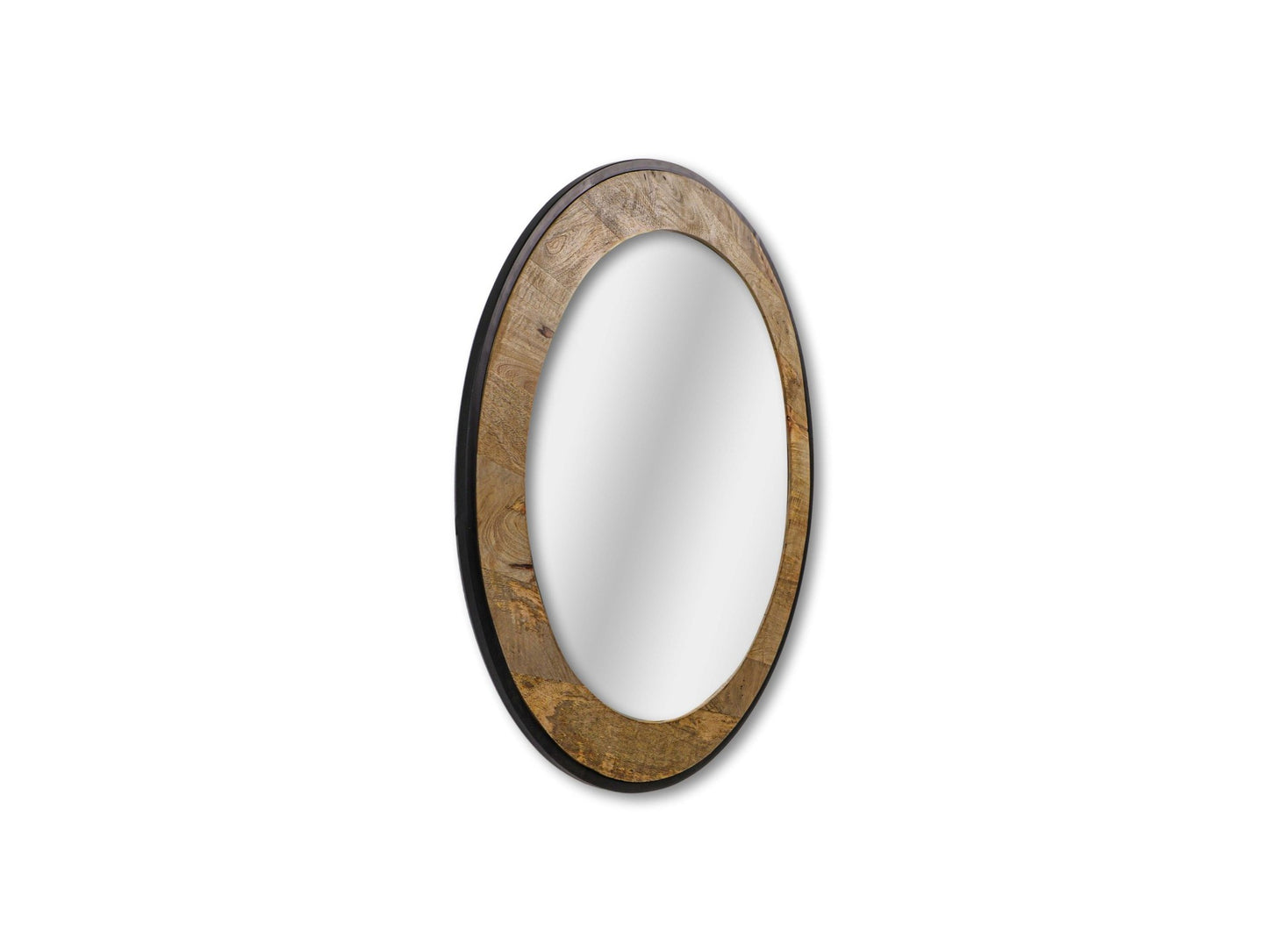 HSM Collection-Ronde Spiegel-ø90x5-Zwart/Naturel-Mango